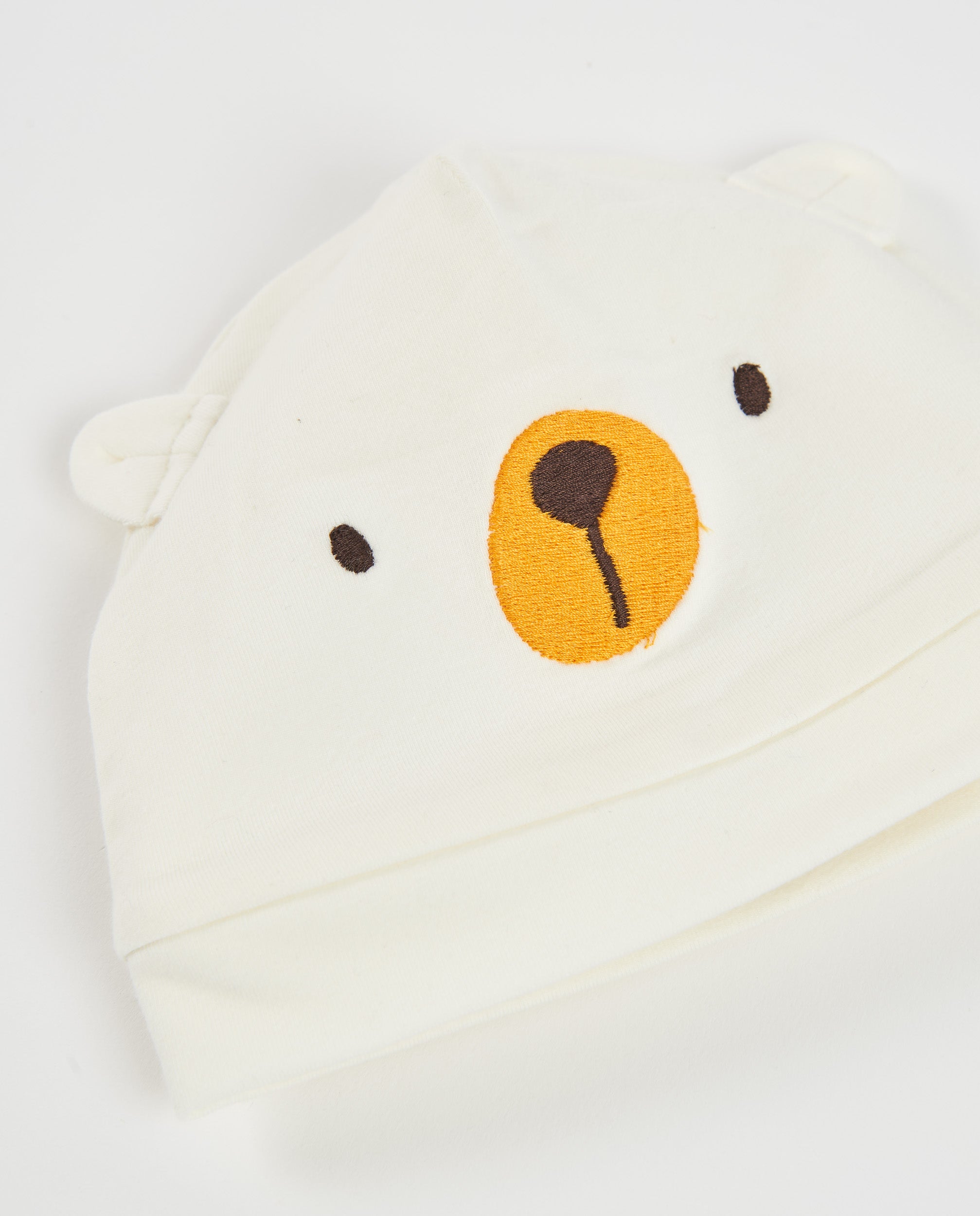 TucTuc Accessori Cappello Neonato Crudo Cotone Orso