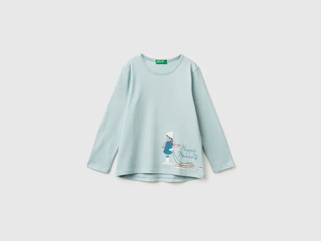 United Colors of Benetton T-shirt bimbo manica lunga cotone bio