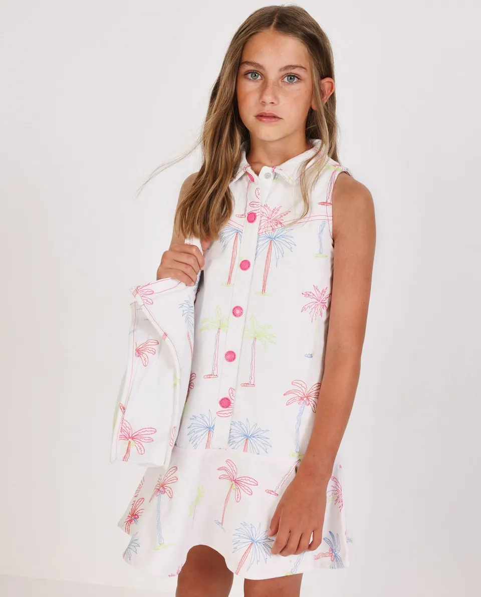 TucTuc Vestiti vestito bambina palme bianco