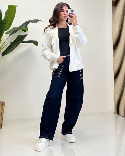 Sottosopra jefw055 jeans balloon jeans taglia S militare