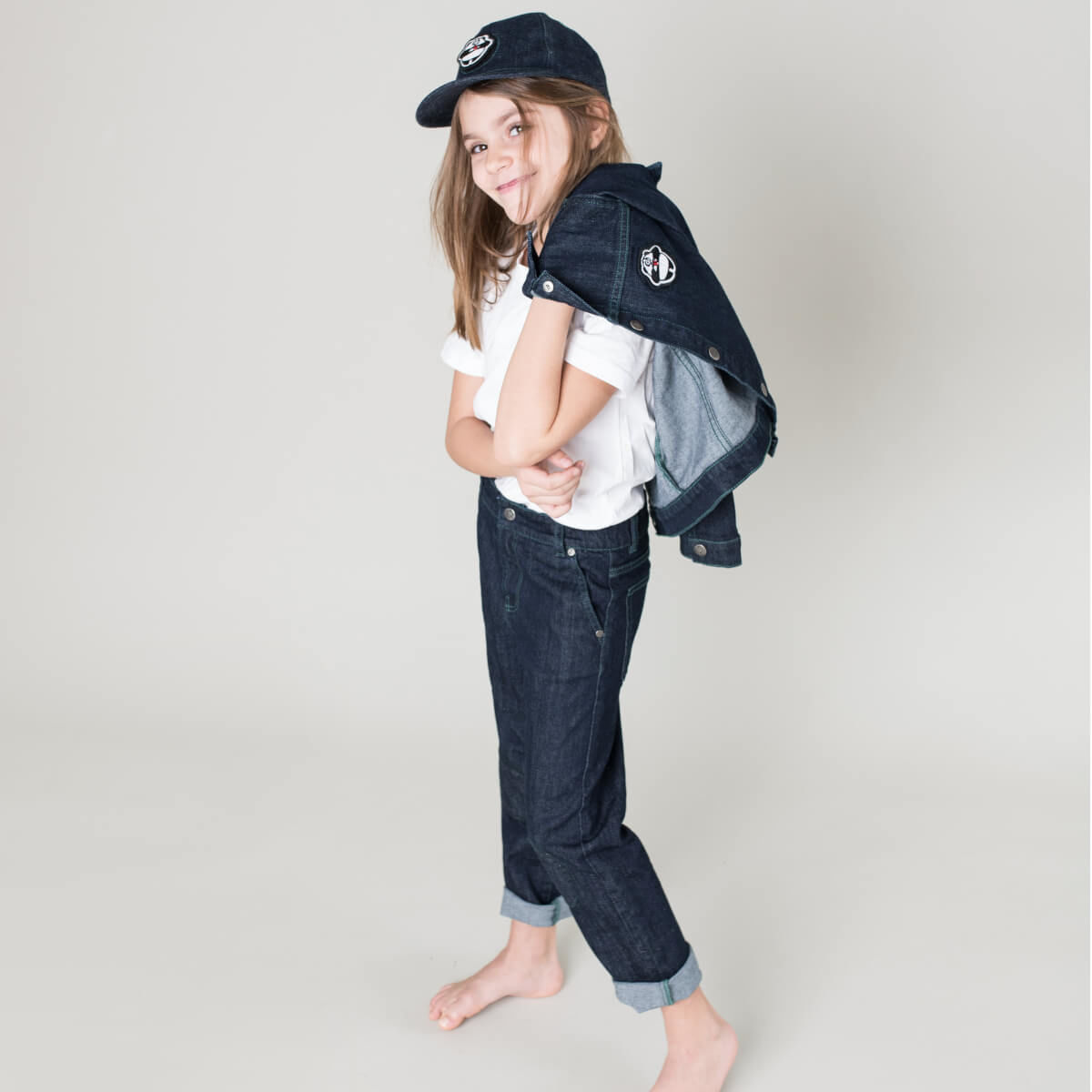 Pamboo Streetwear giacca jeans bimbi cotone bio con emoji