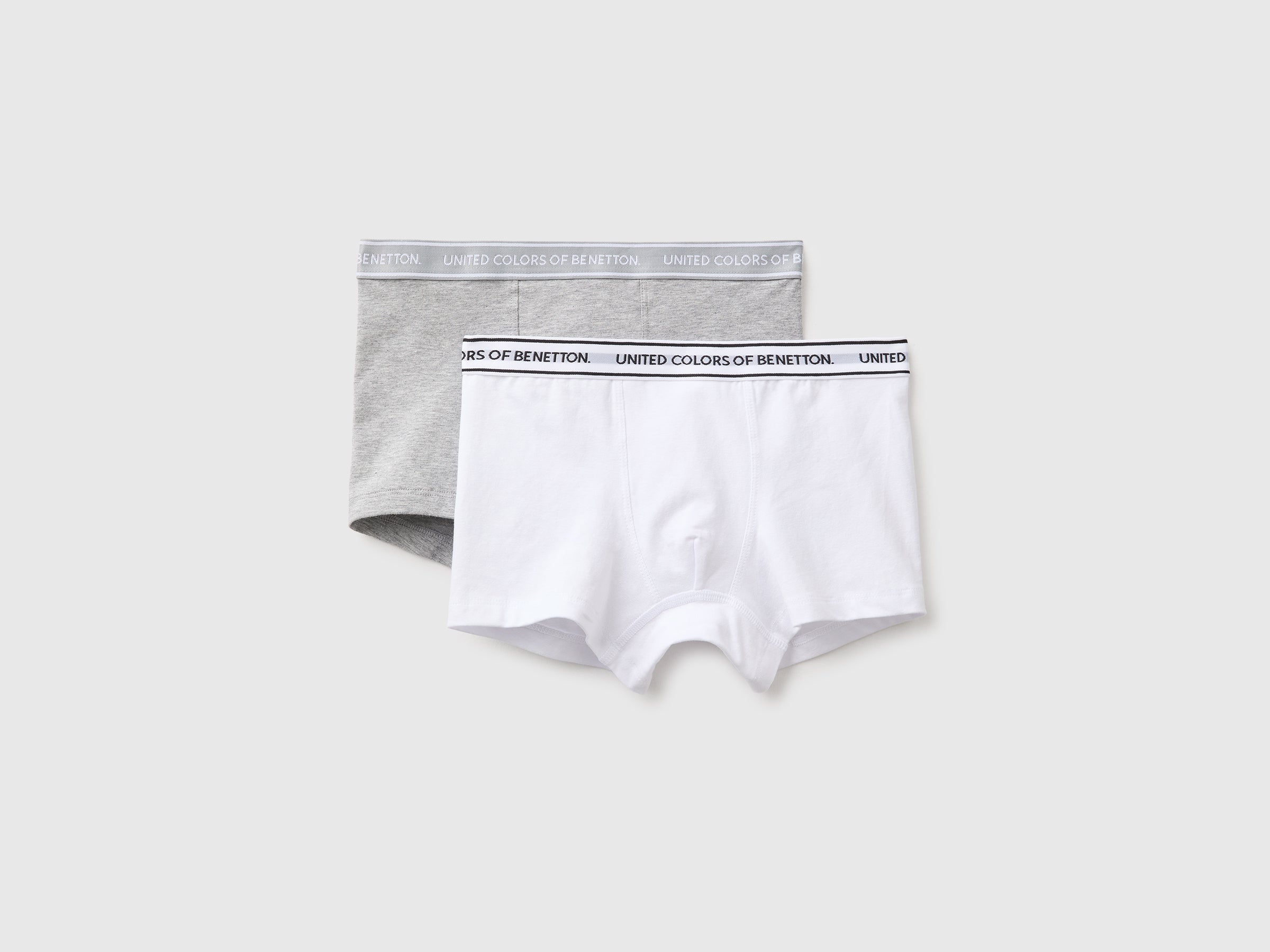 United Colors of Benetton boxer cotone 2 pezzi bianco grigio 3-4