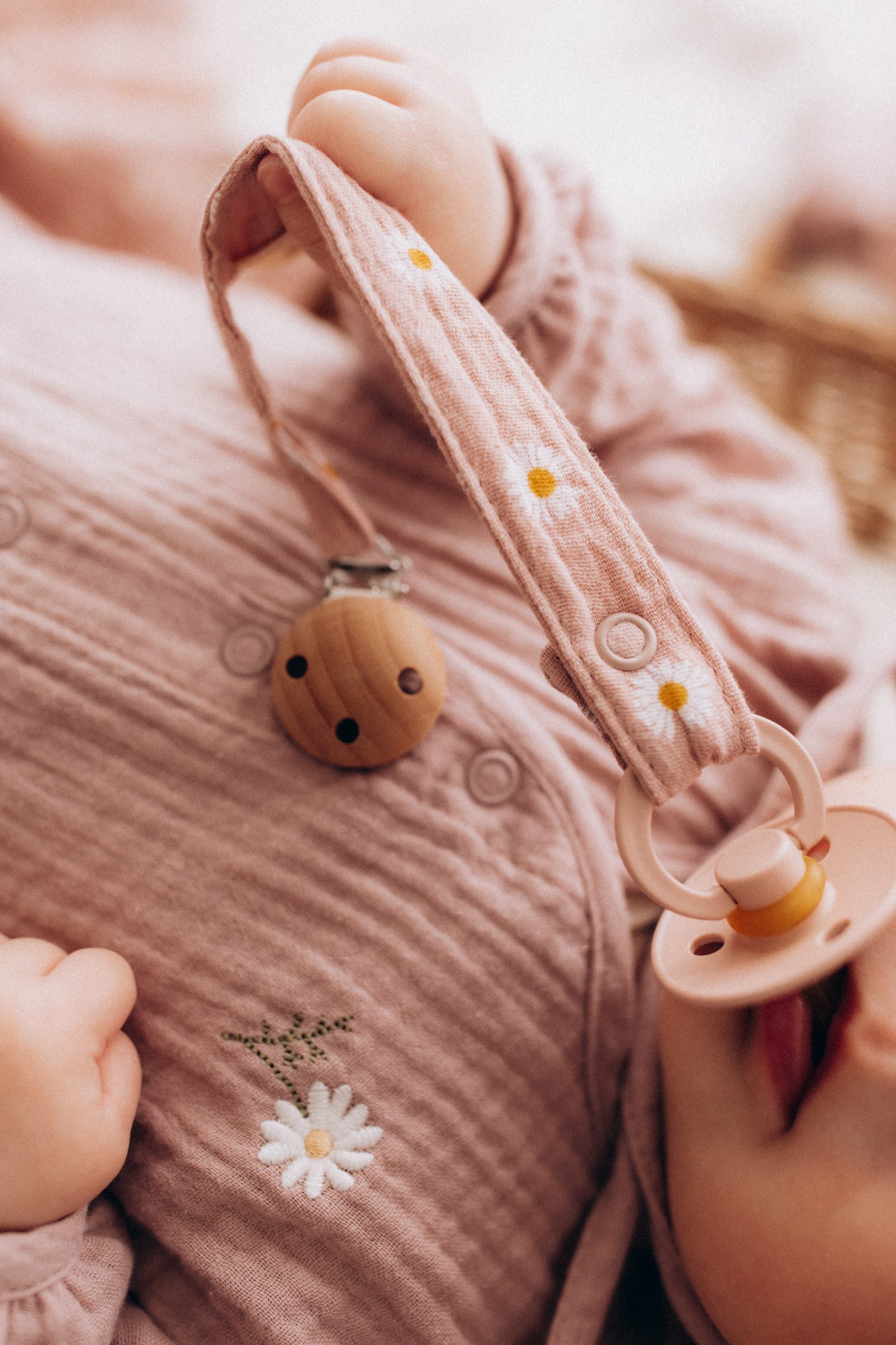 Woolly Organic Pacifier Clip portaciuccio neonato mussola bio