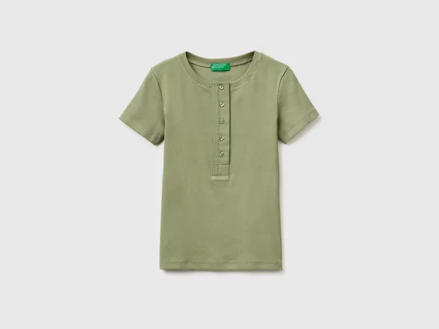 United Colors of Benetton Ribbed henley T-shirt maglietta taglia M
