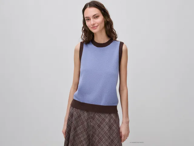 United Colors of Benetton Gilet Lana Color Block Girocollo L