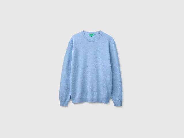 United Colors of Benetton maglione lana merino L azzurro