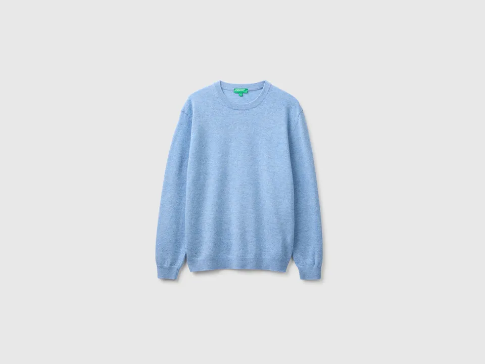 United Colors of Benetton maglione lana merino L azzurro