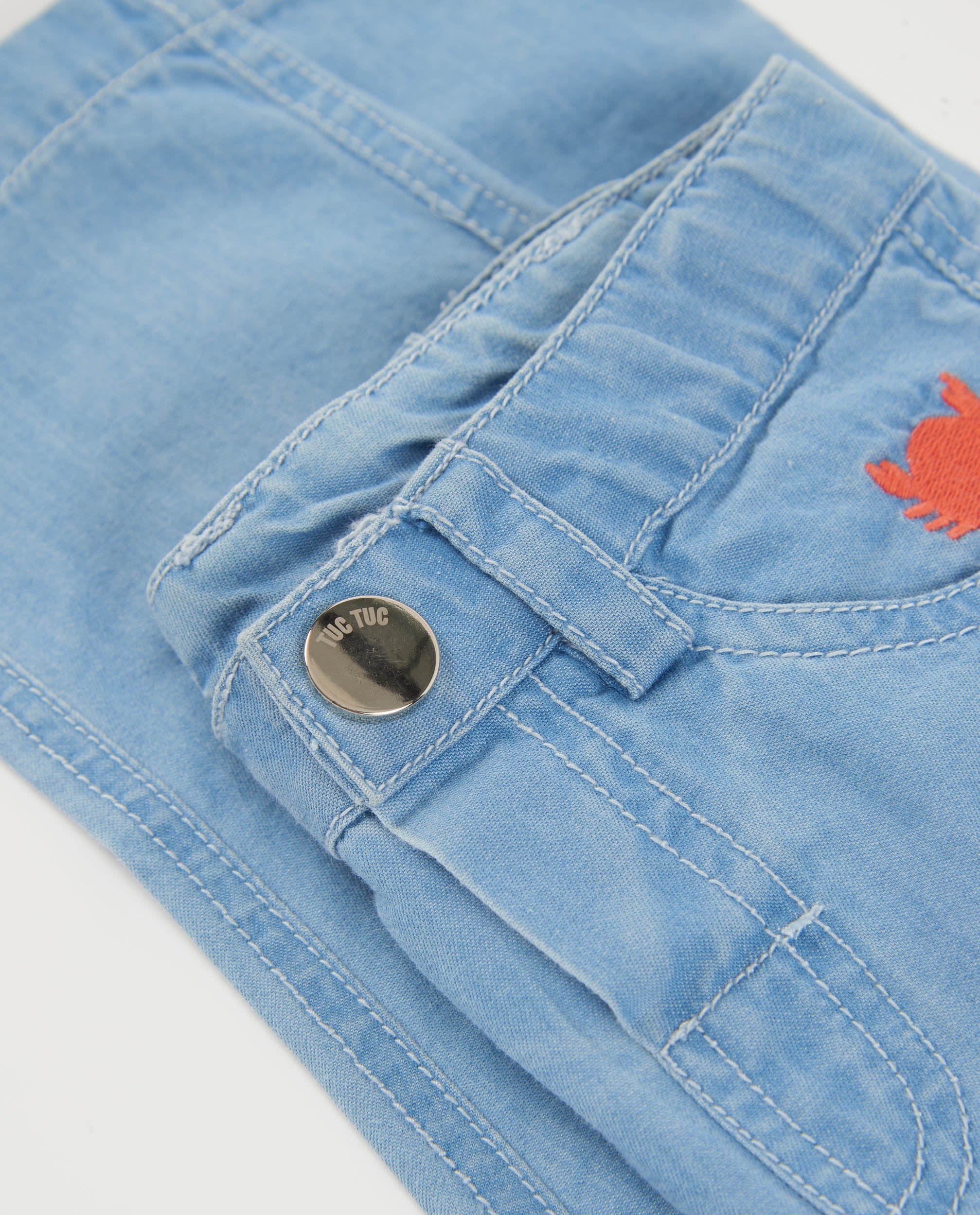 TucTuc Pantaloni denim bambino blu ricamo granchio