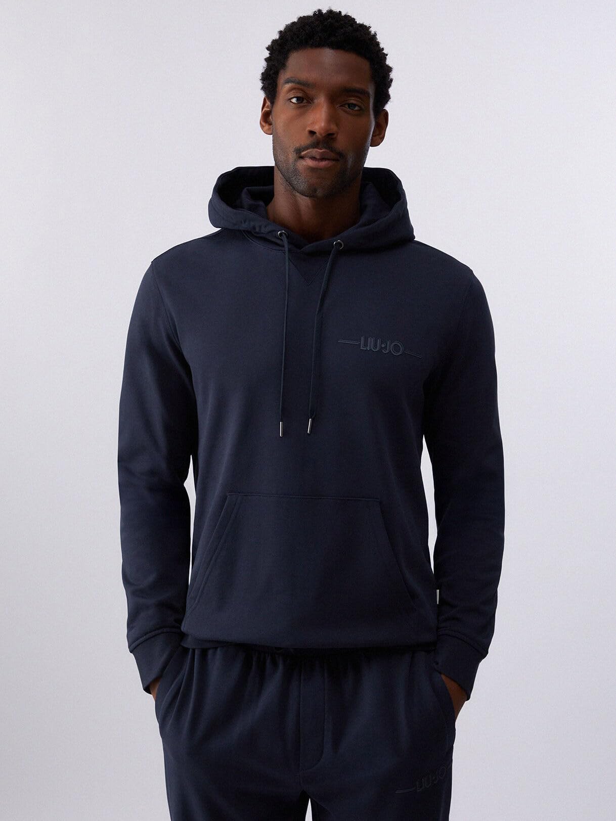 Liu Jo Felpa con Cappuccio XXL Blu Scuro Cotone