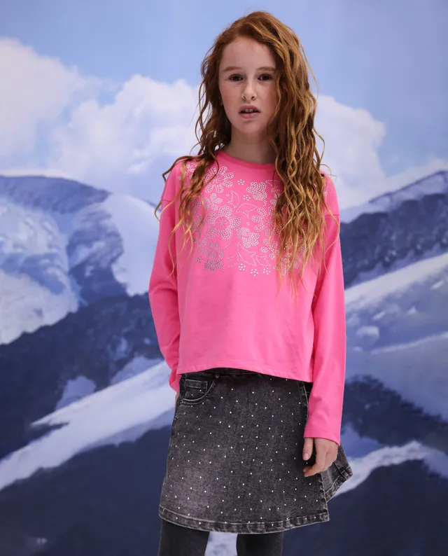TucTuc Gonne Gonna-Pantalone Denim Grigia Bambina Strass