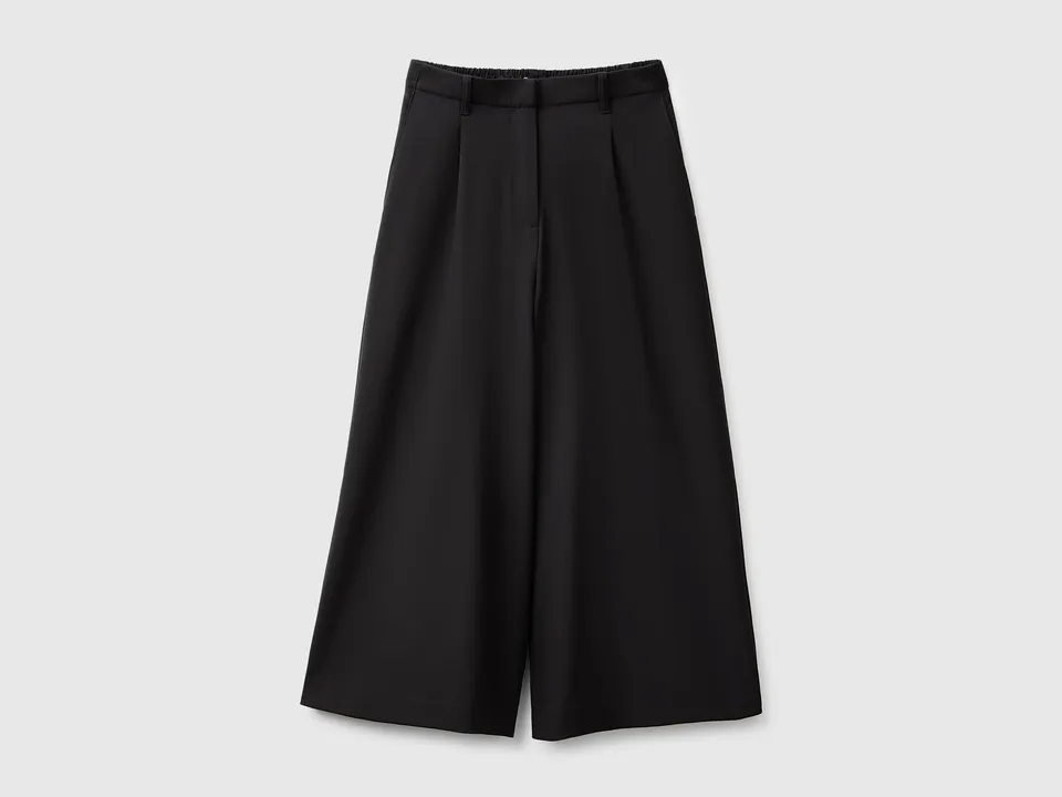 United Colors of Benetton Pantaloni culotte viscosa donna pieghe
