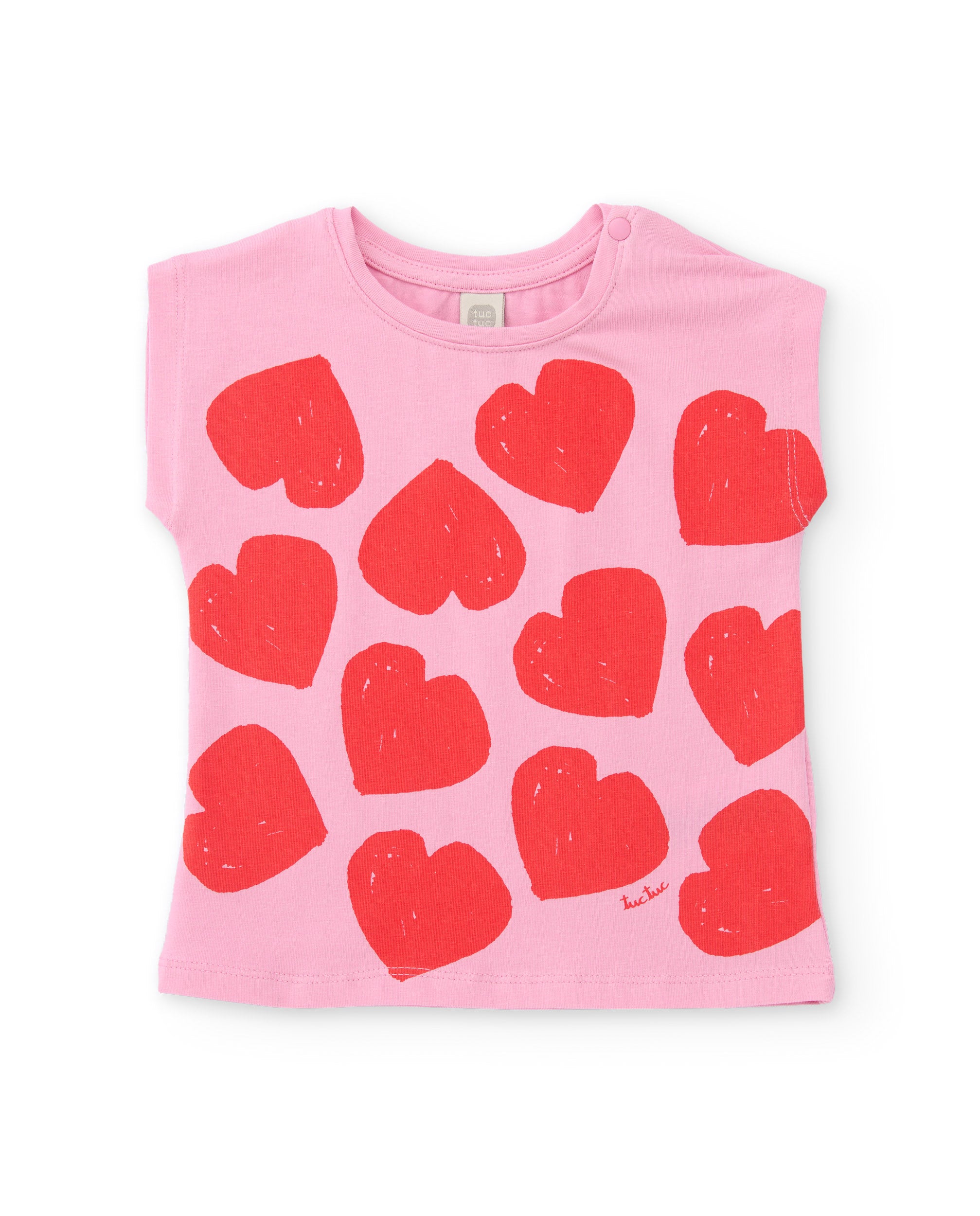 TucTuc Magliette T-Shirt Bambina Rosa Stampa Cuori