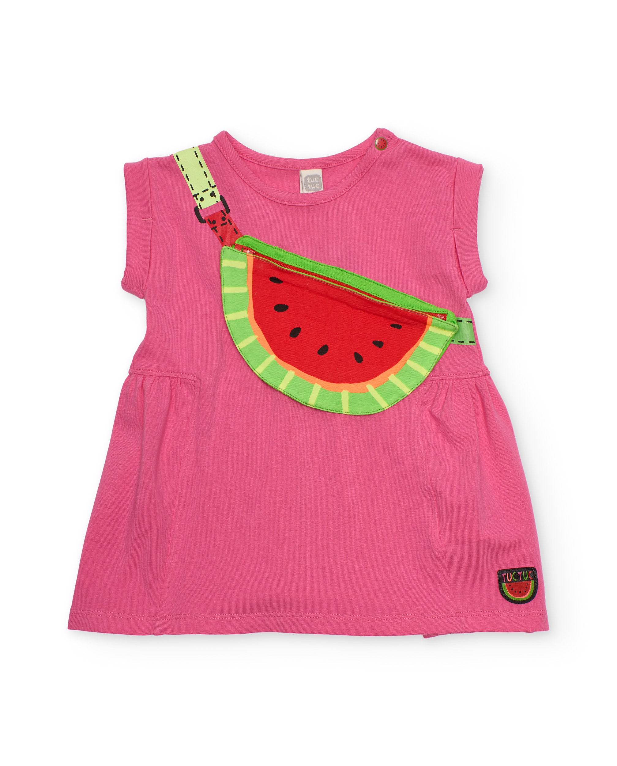 TucTuc Vestiti vestito bambina rosa maglia applicazione anguria