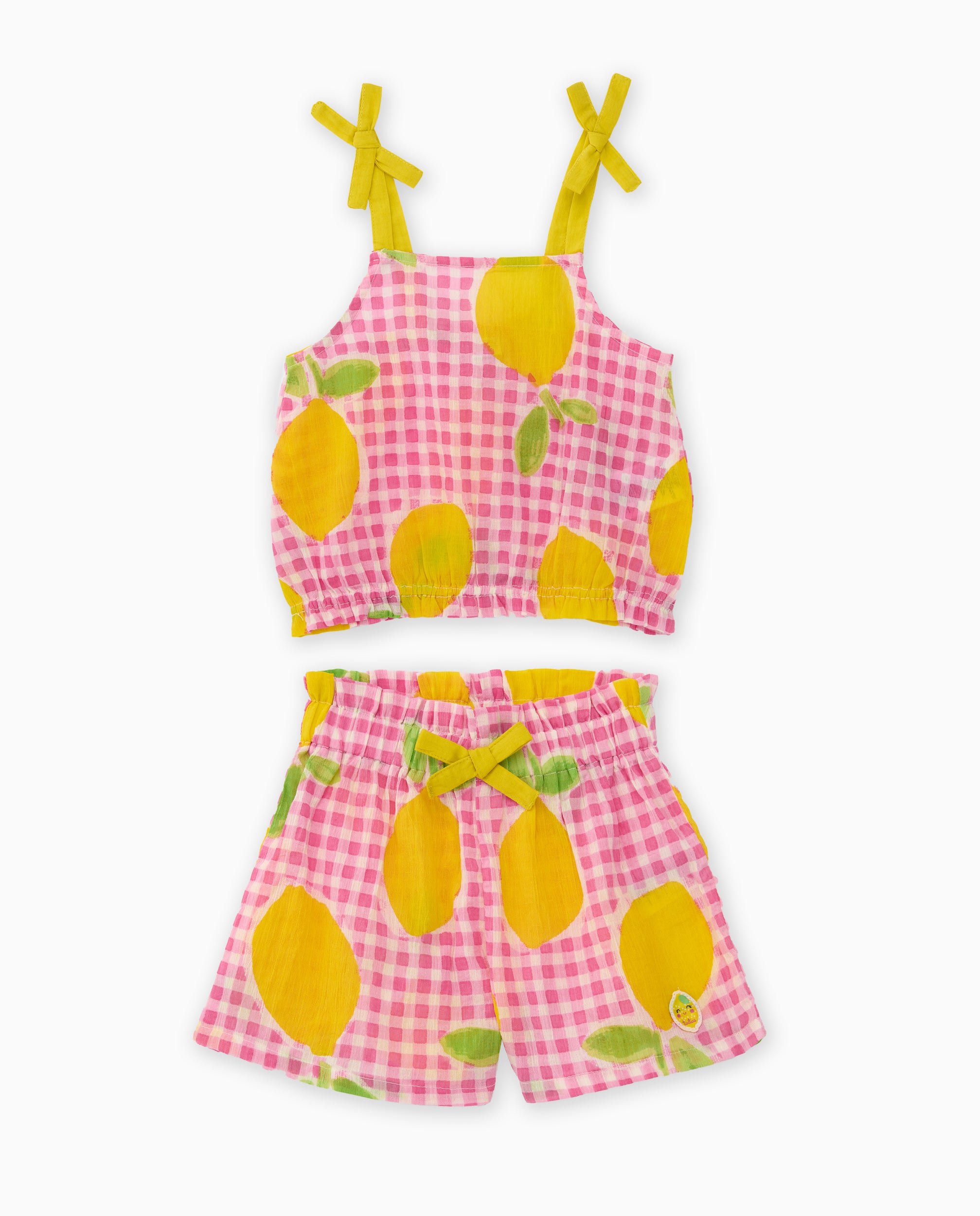 TucTuc Completi bambina rosa limoni top shorts