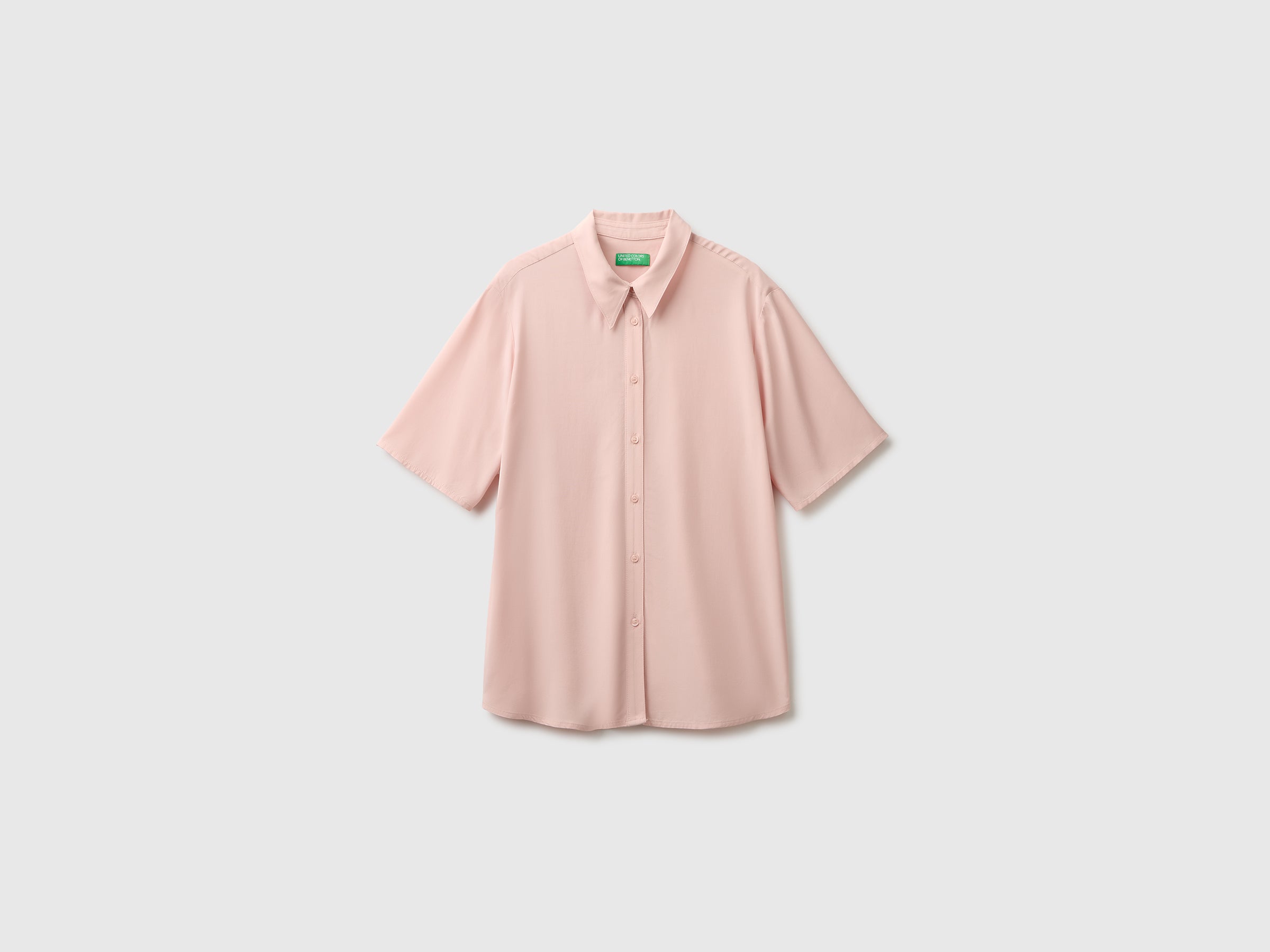 United Colors of Benetton camicia viscosa manica 3/4 tinta unita