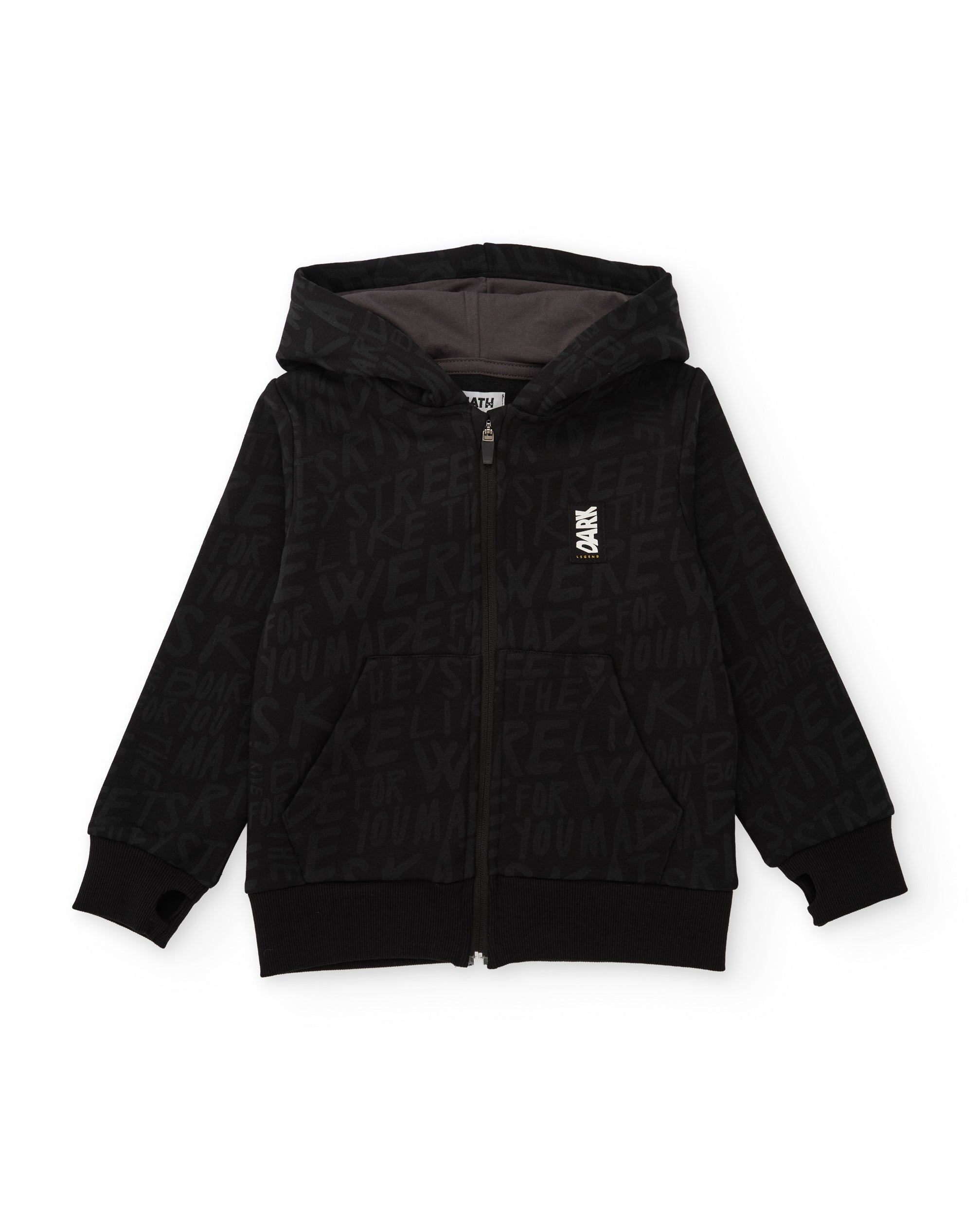 TucTuc Felpa bambino nera cotone cappuccio zip