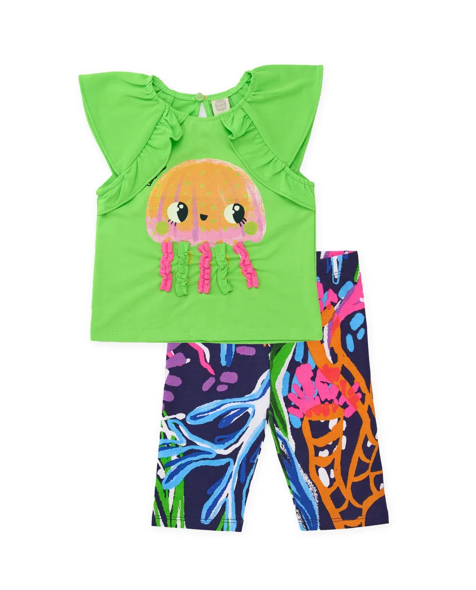 TucTuc Completi Maglia Medusa Verde Bambina con Legging