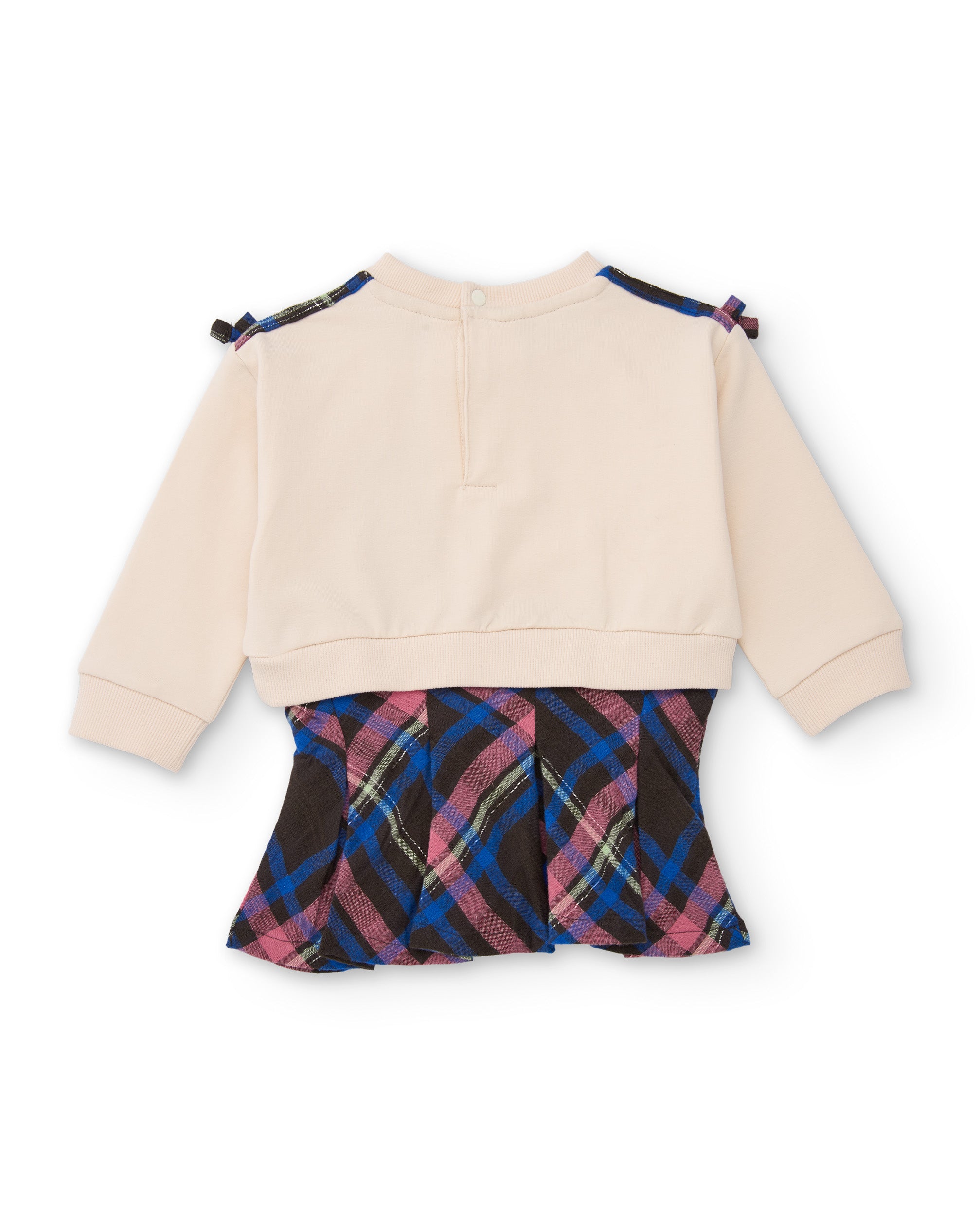 TucTuc Vestiti Abito Bambina Ecru Gonna Quadri Cotone