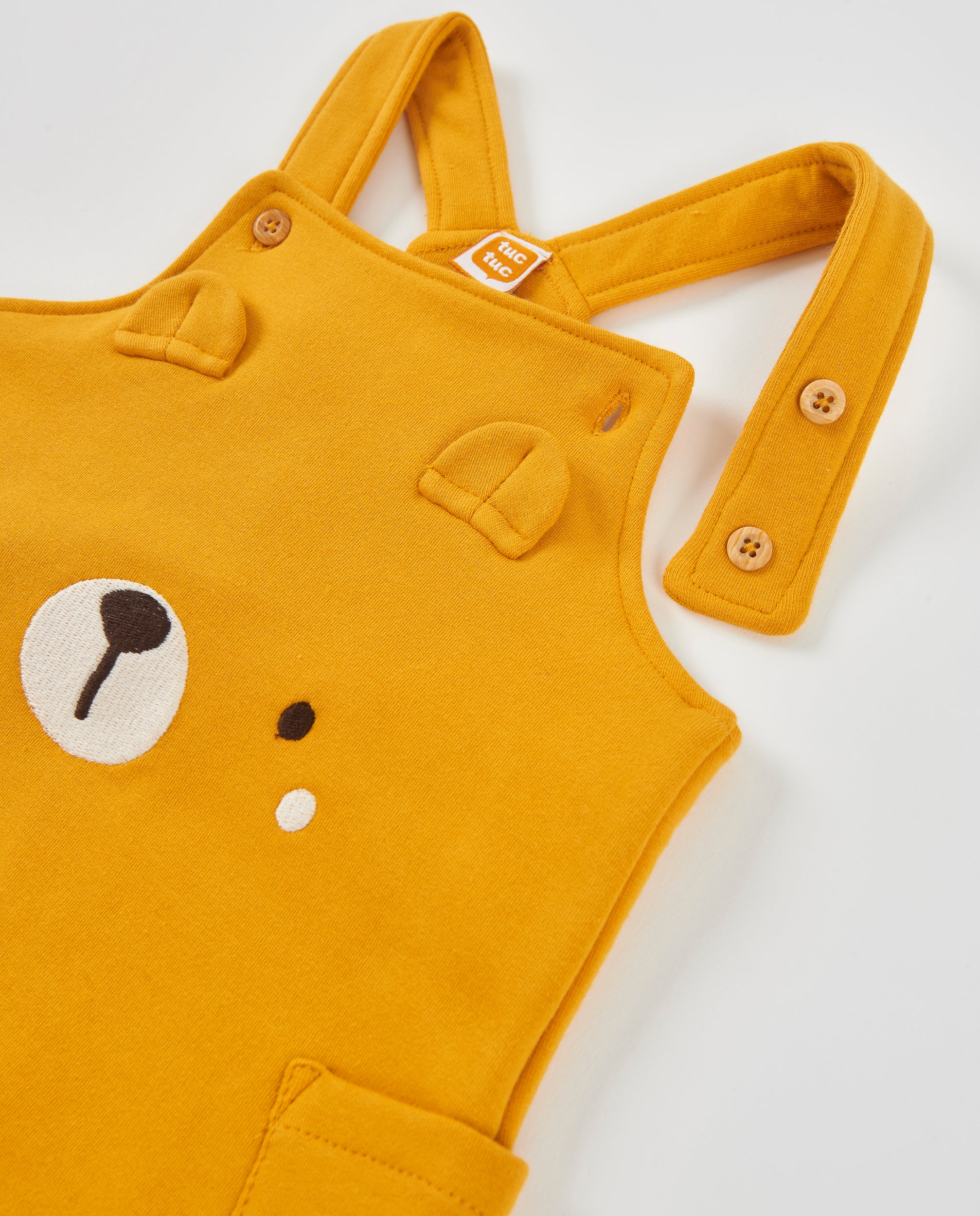 TucTuc Completi neonato senape maglietta + salopette orsetto