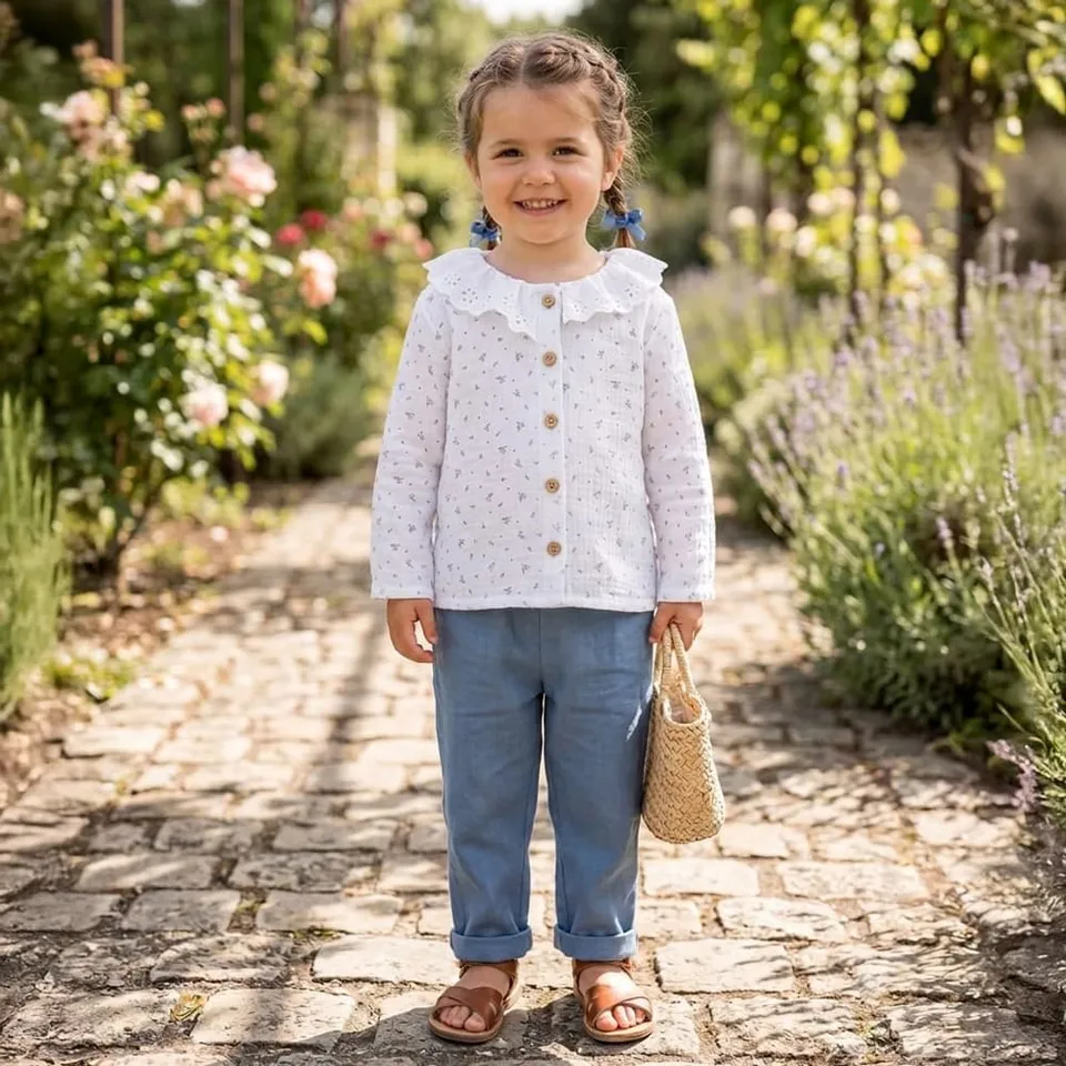 Petite Citrouille Sasha camicetta bimba garza cotone fiori