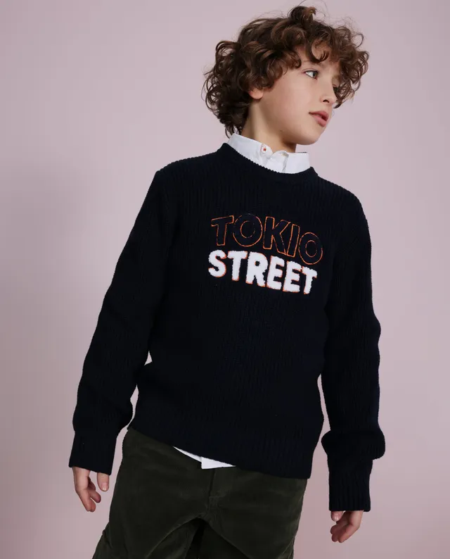 TucTuc Maglioni Maglione Bimbo Blu Navy Scritta Tokio