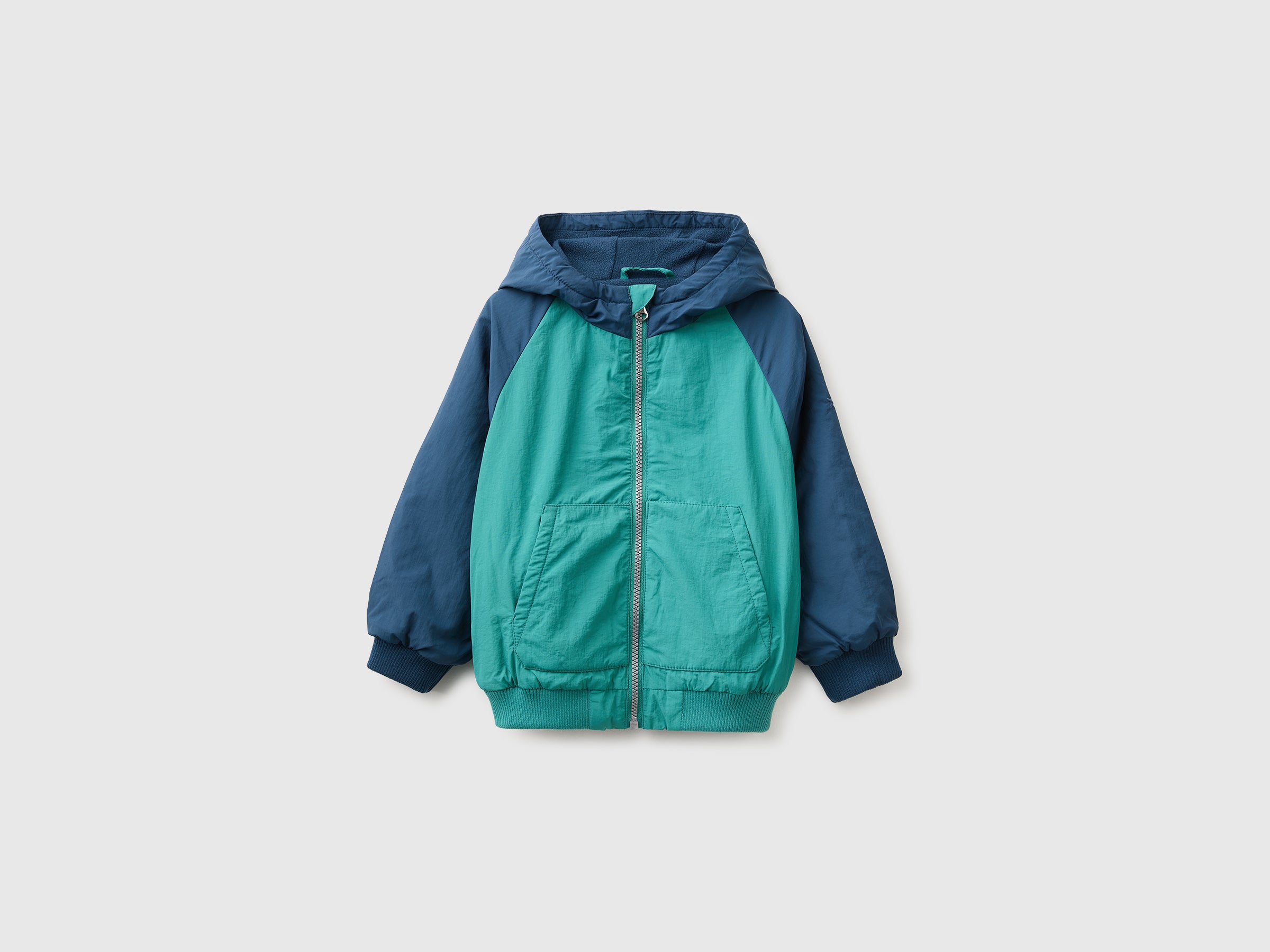 Benetton Giacca Nylon Cappuccio Pile Bimbo Taglia 104