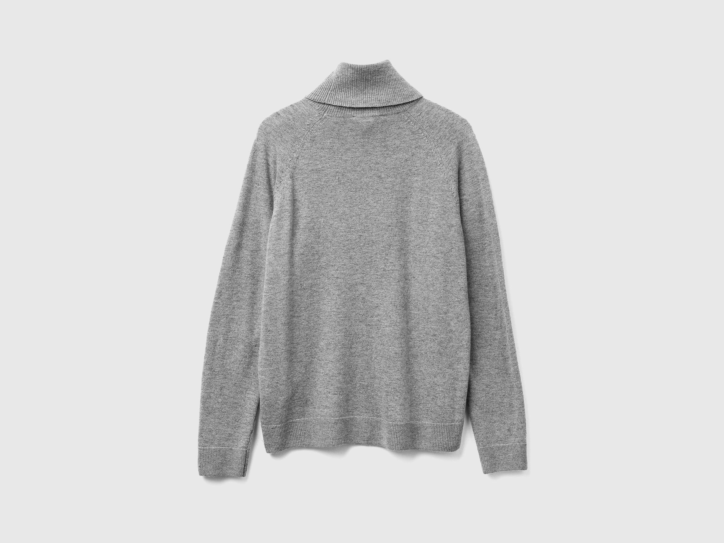 United Colors of Benetton Maglione Dolcevita Lana Cashmere Grigio