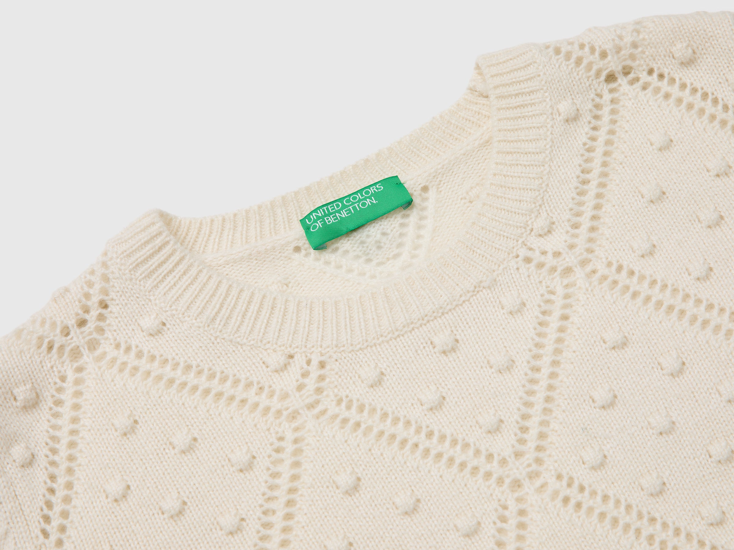 United Colors of Benetton Maglione Lana Girocollo Traforato Rombi