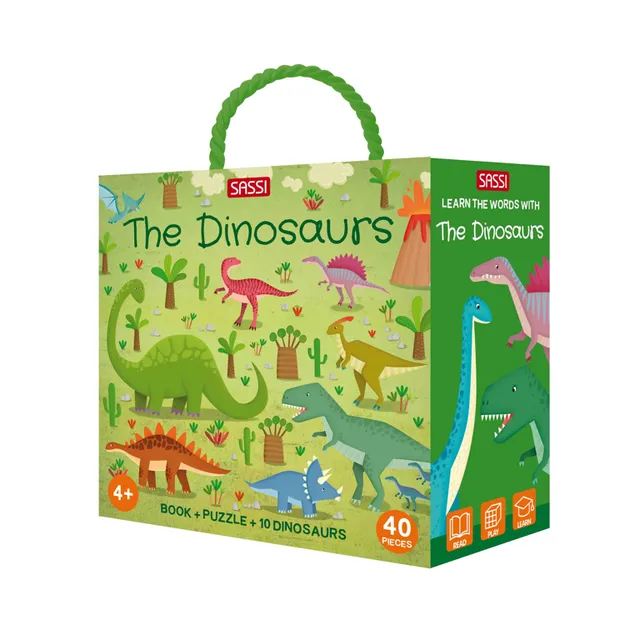 Sassi Qbox I Dinosauri Puzzle 40 Pezzi Libro Bambini 4+