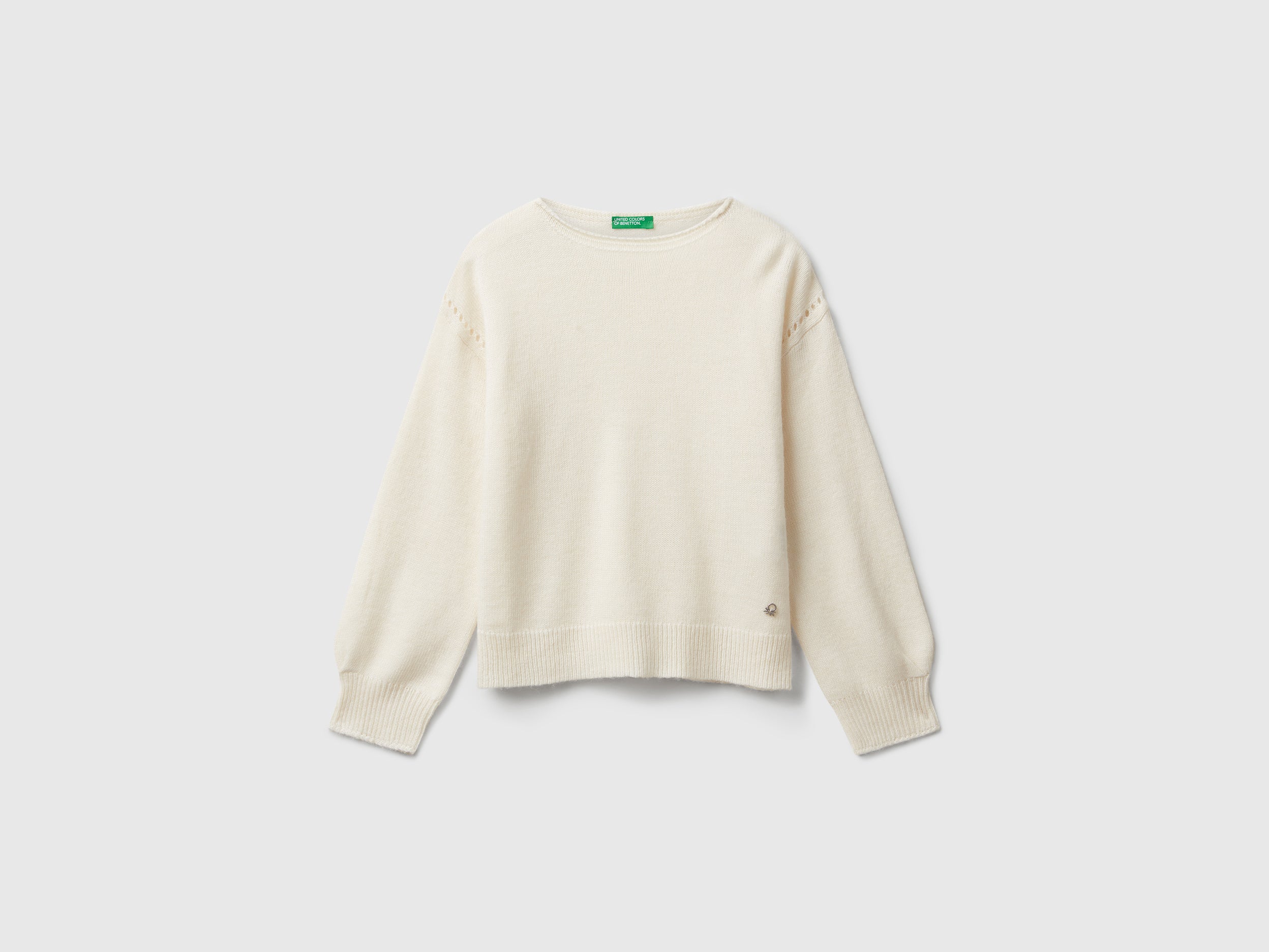United Colors of Benetton Maglione donna viscosa lana trecce taglia L