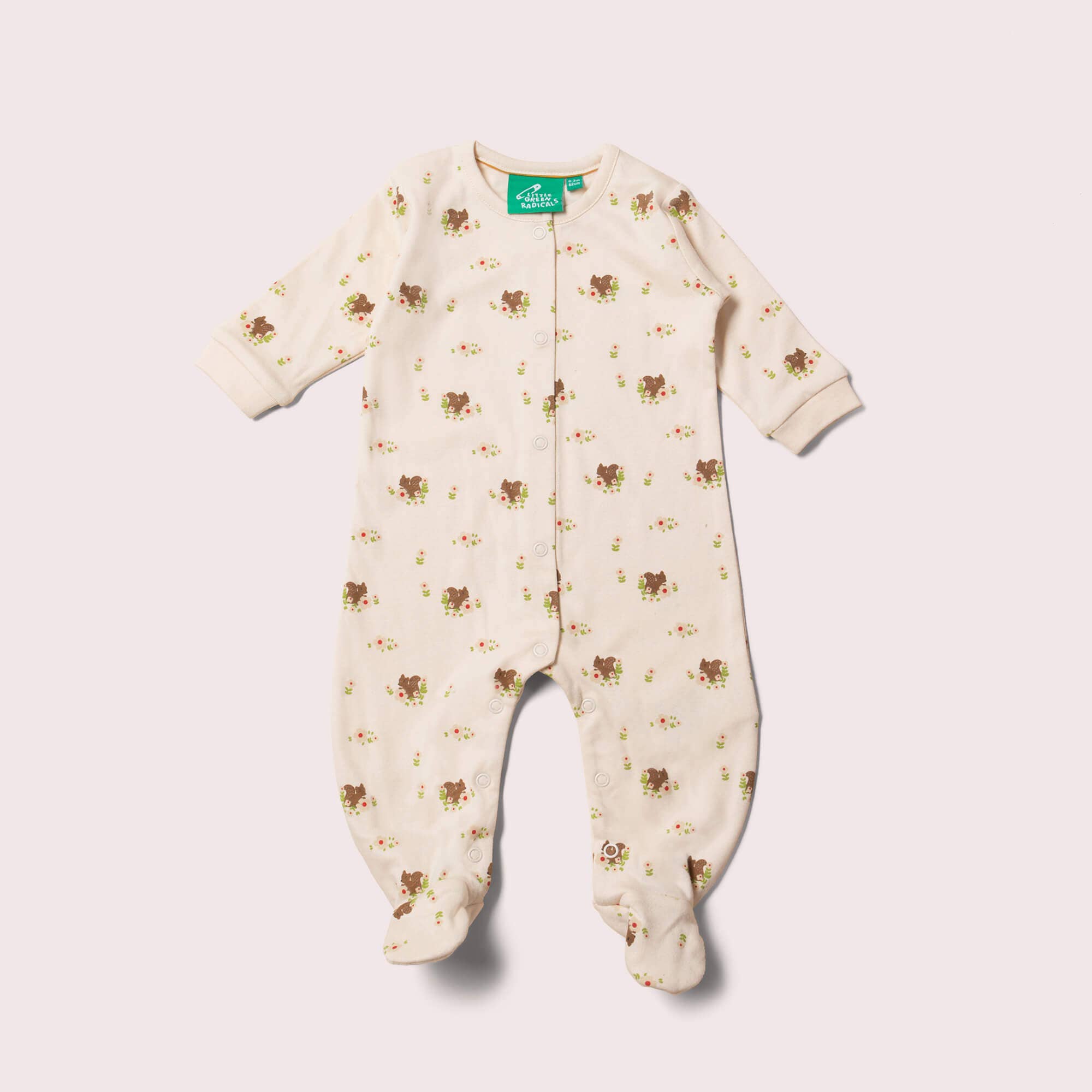Little Green Radicals tutina scoiattolo cotone bio piedini