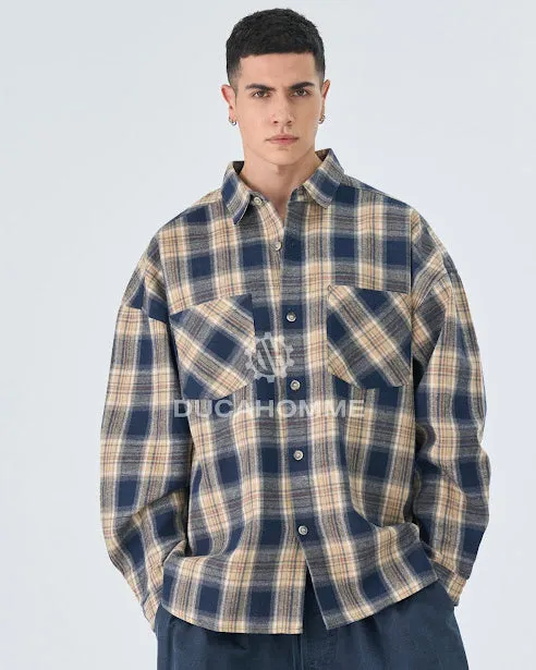 Sottosopra AN838316G camicia uomo quadri blu taglia L