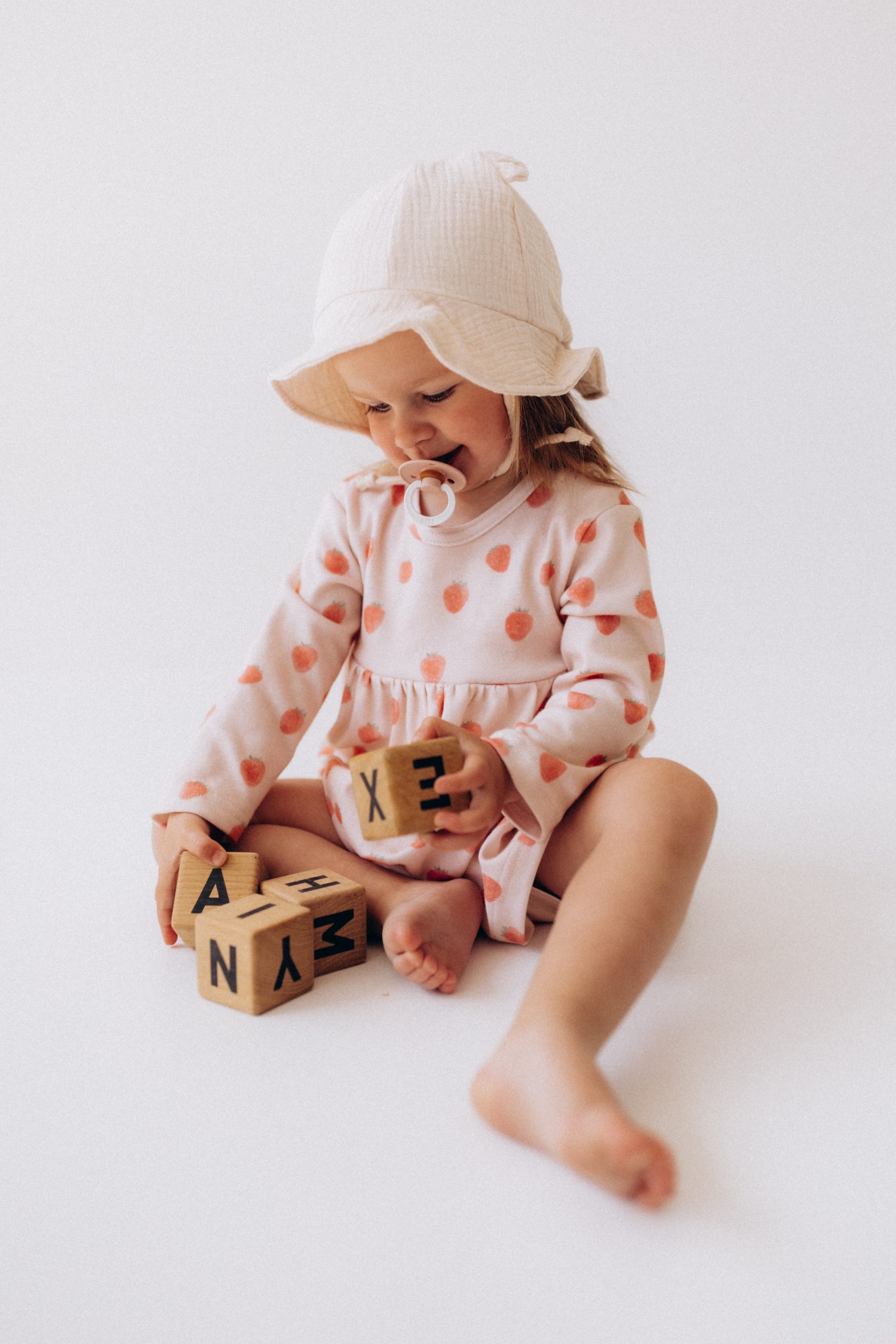 Woolly Organic Longsleeve Baby Dress body vestito fragole bio