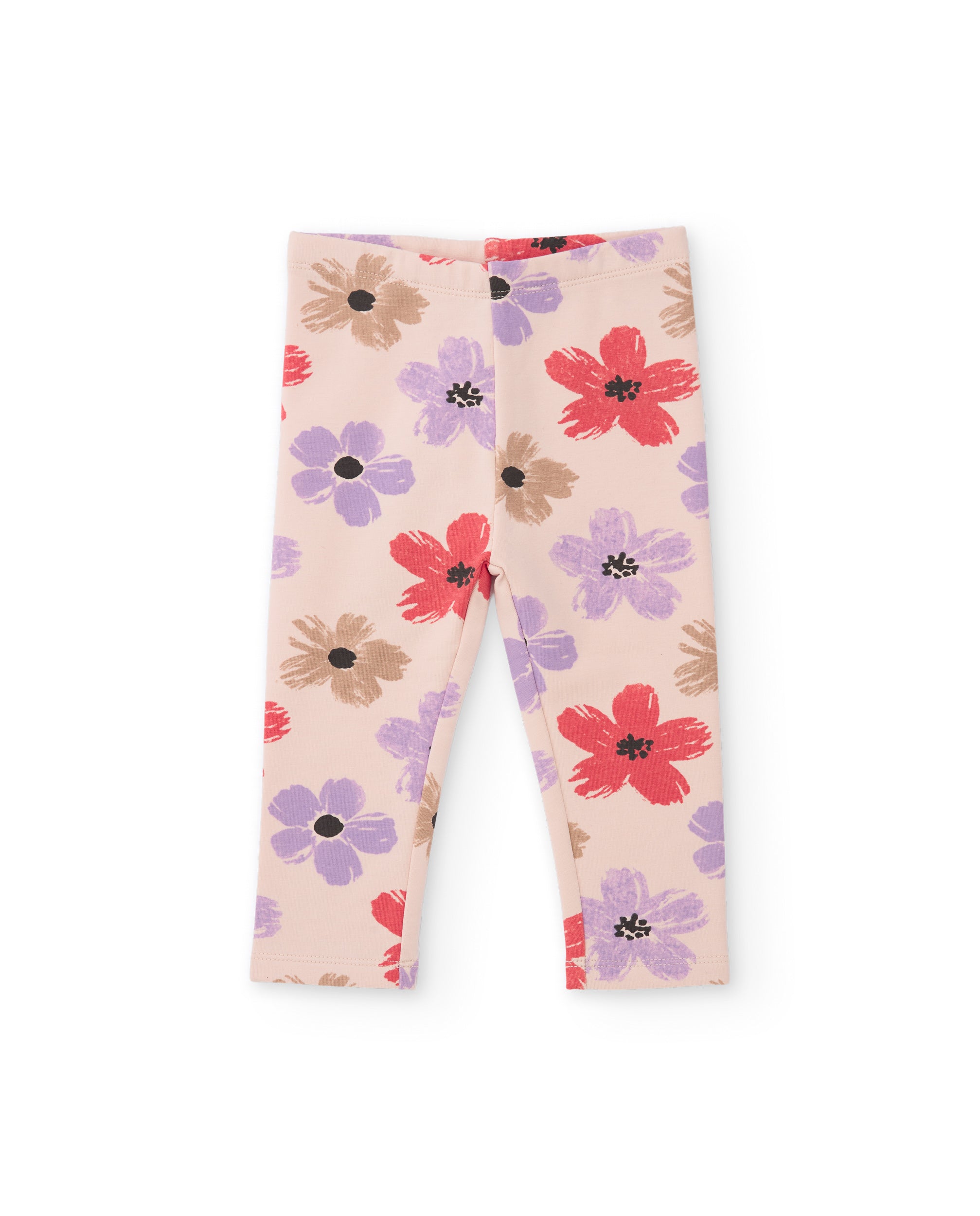 TucTuc Leggings felpa bambina beige con stampa floreale