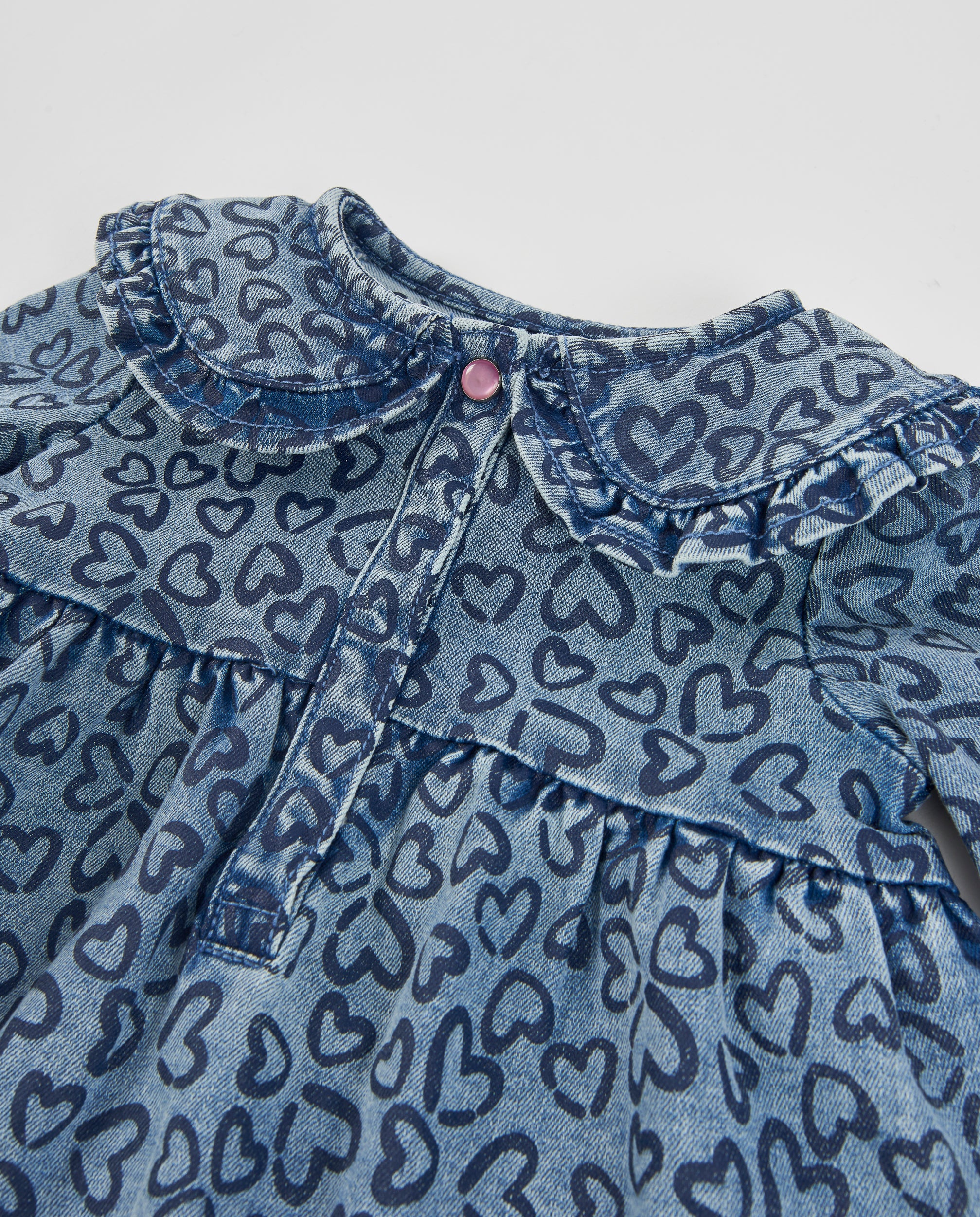 TucTuc Vestiti vestito bambina denim cuori maniche lunghe