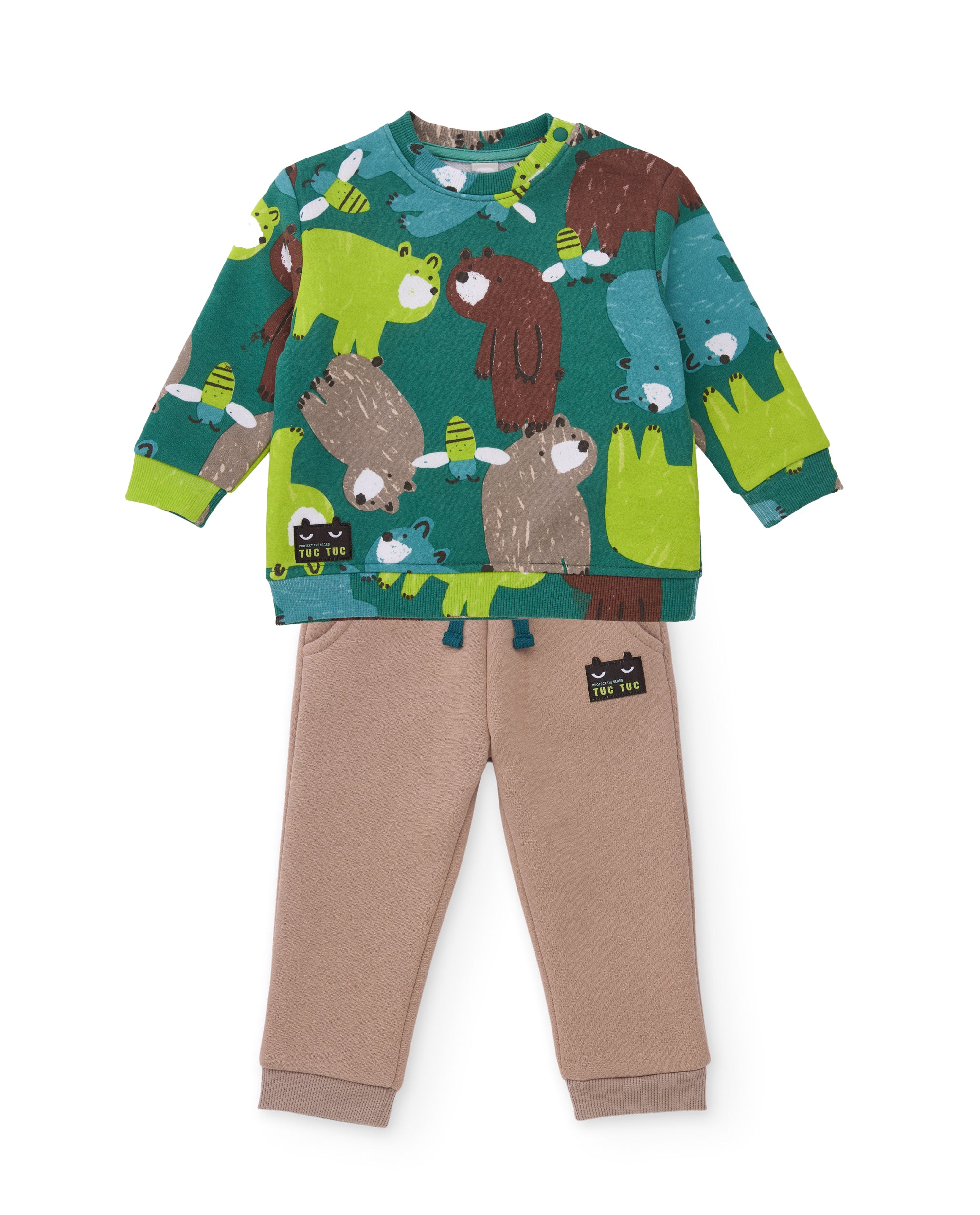 TucTuc Completi felpa bambino verde motivo orsi 2 pezzi