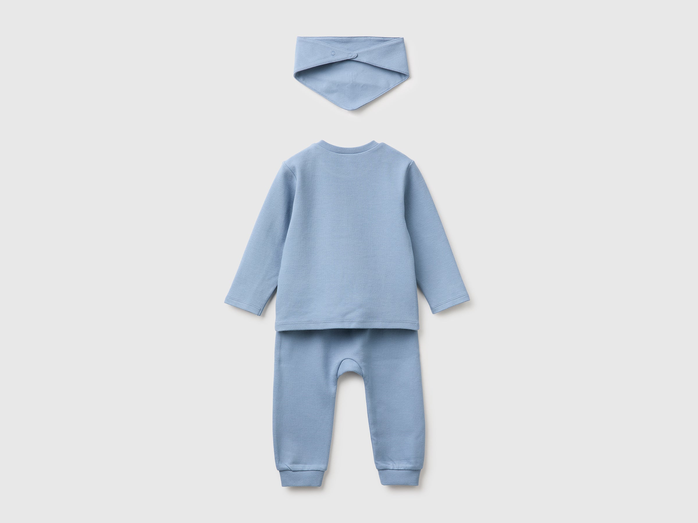 United Colors of Benetton Set Neonato Cotone Felpa Pantaloni Bavaglino