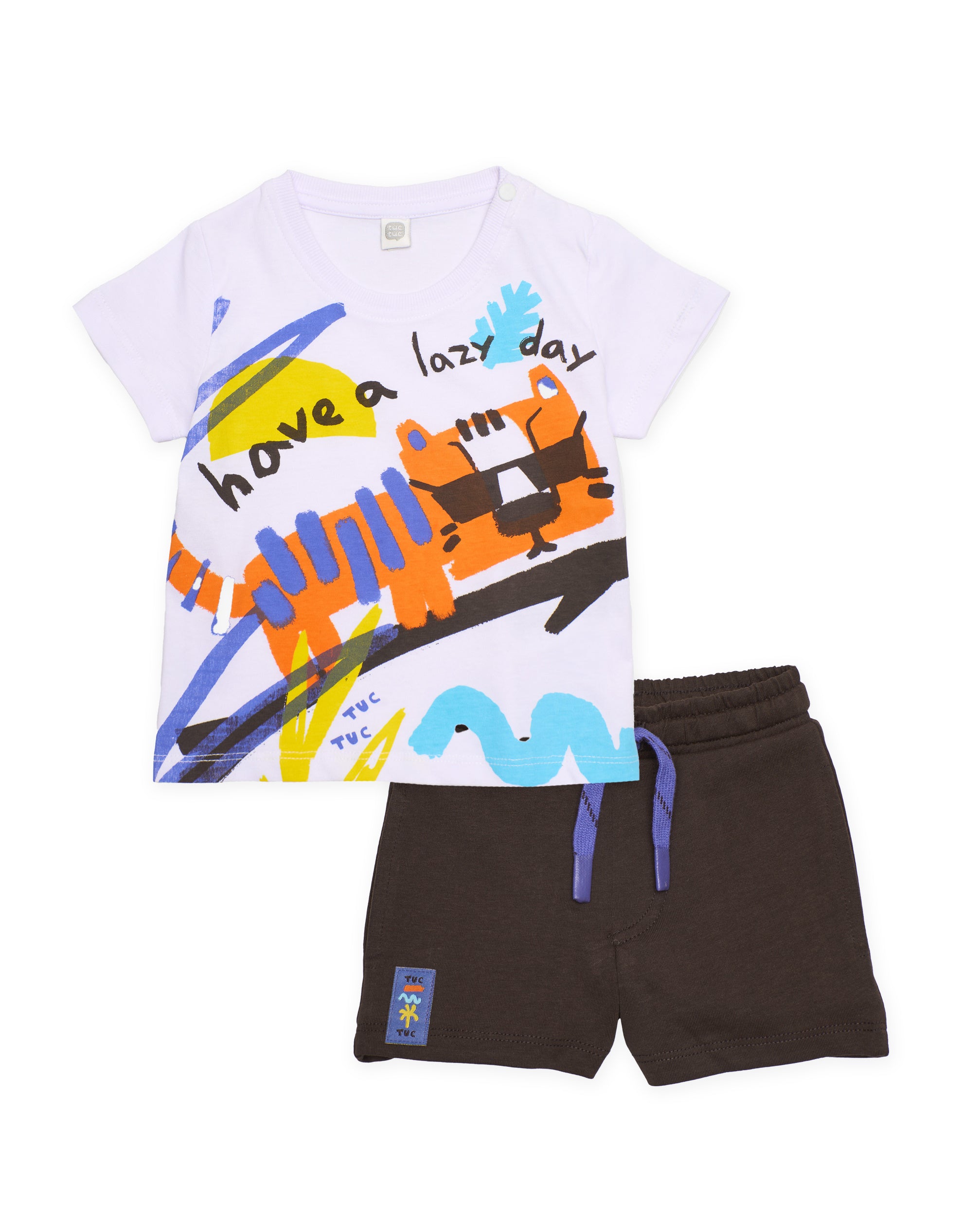 TucTuc Completi Set Bambino Bianco Stampa Tigre Estate