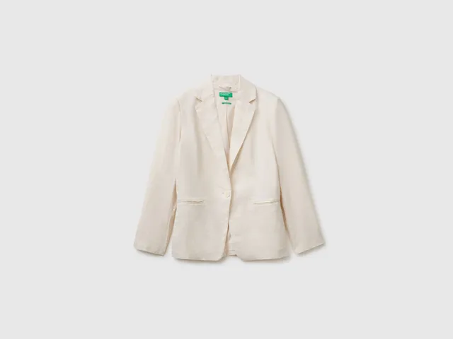 Benetton Blazer Lino Puro Monopetto Leggero