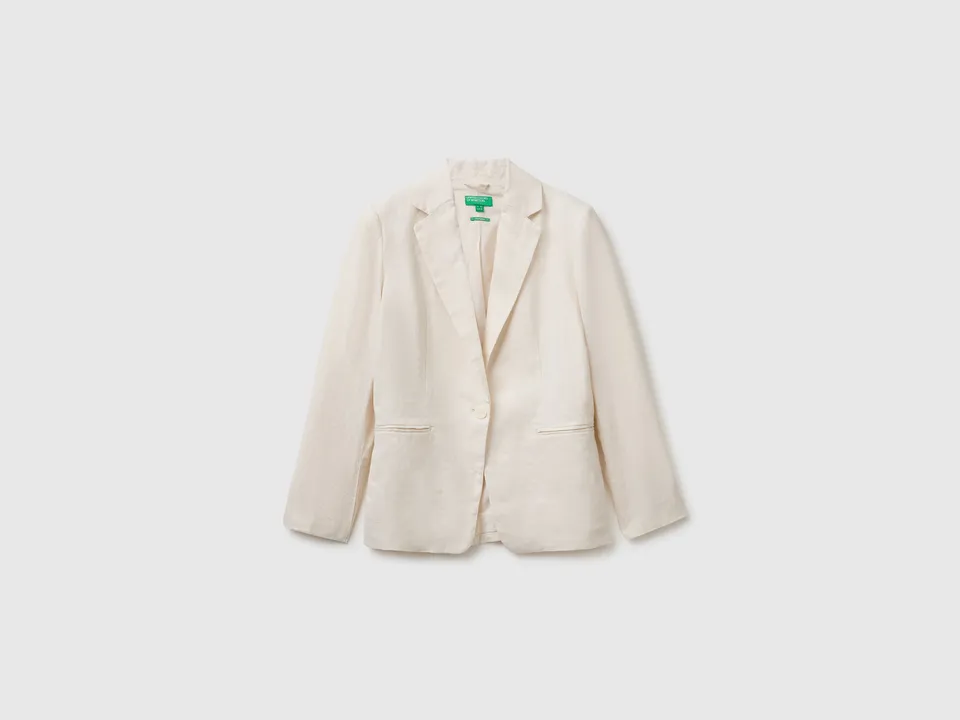 Benetton Blazer Lino Puro Monopetto Leggero