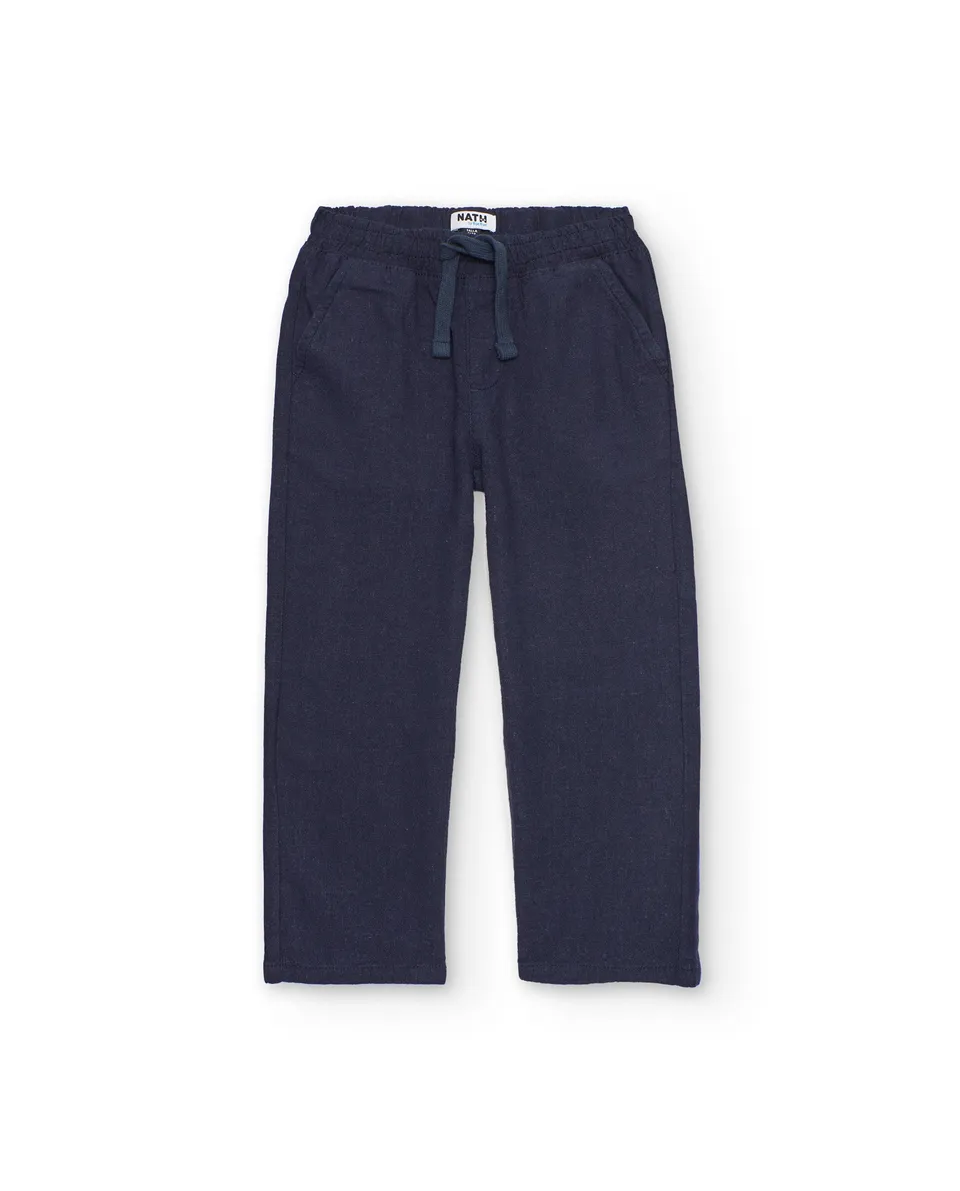 TucTuc Pantaloni bambino navy dritti vita elastica