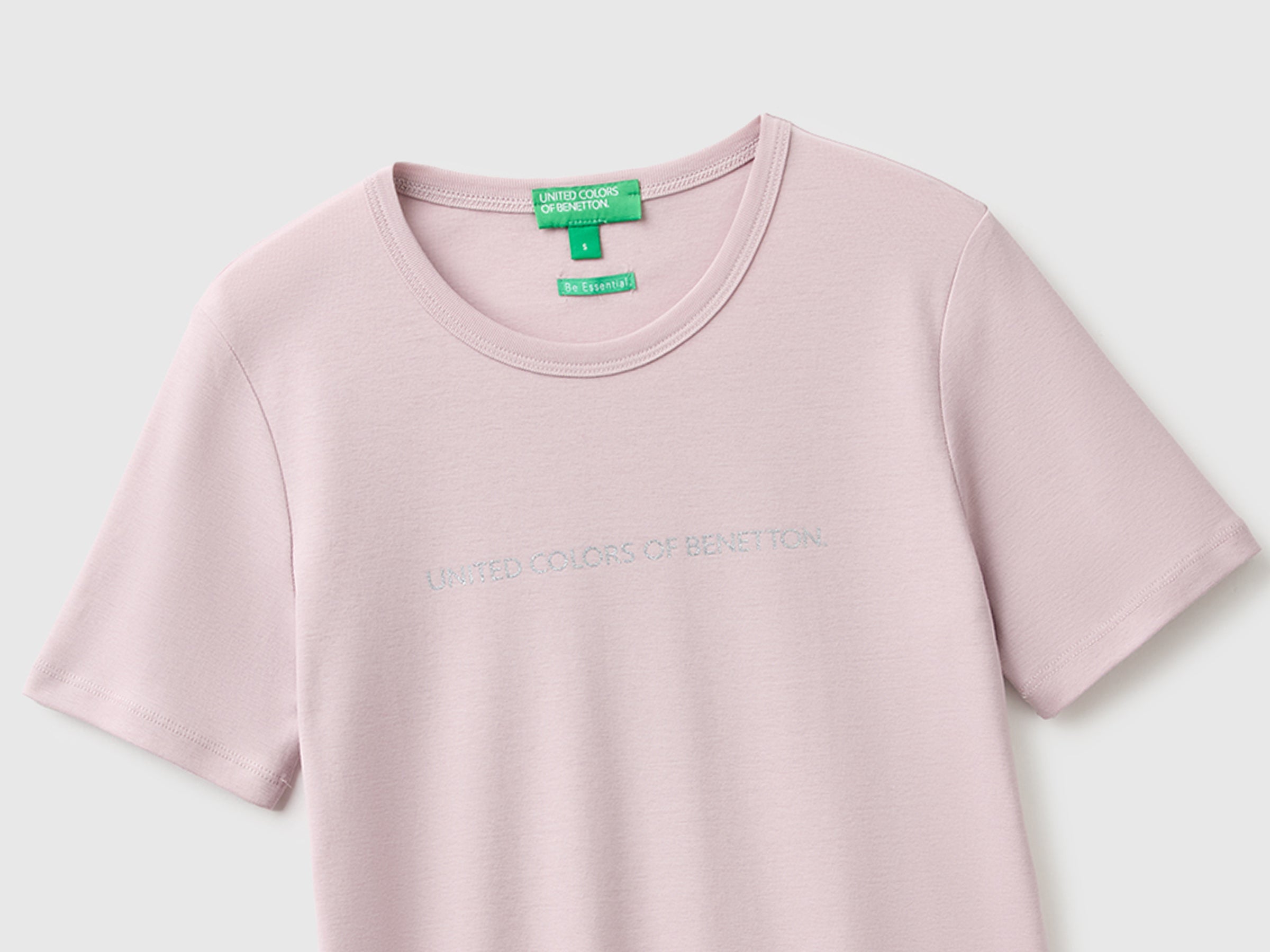 United Colors of Benetton T-Shirts Maglietta logo glitter cotone M