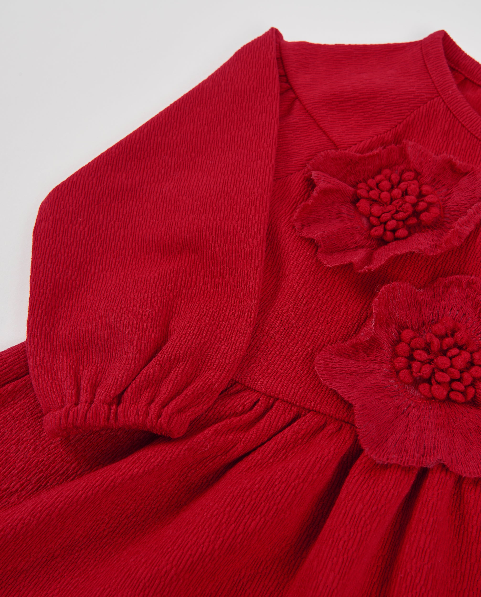 TucTuc Vestiti Vestito Bambina Rosso Floreale Maniche Lunghe