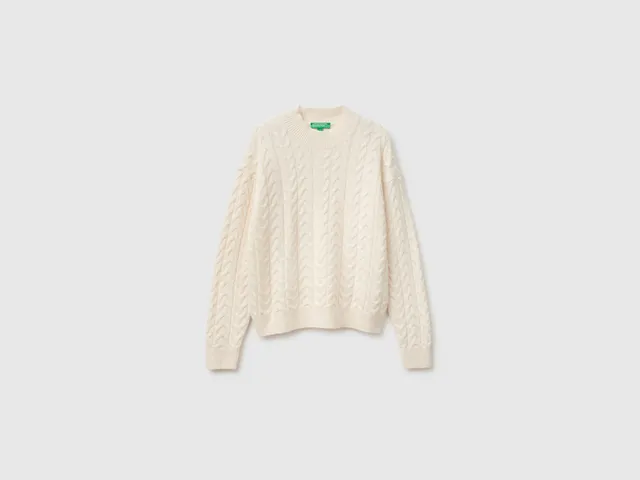 United Colors of Benetton Maglione Dolcevita Trecce Cashmere XS
