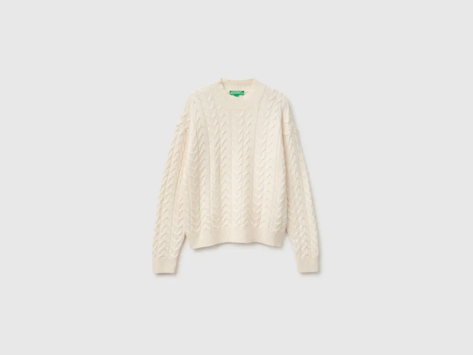 United Colors of Benetton Maglione Dolcevita Trecce Cashmere XS
