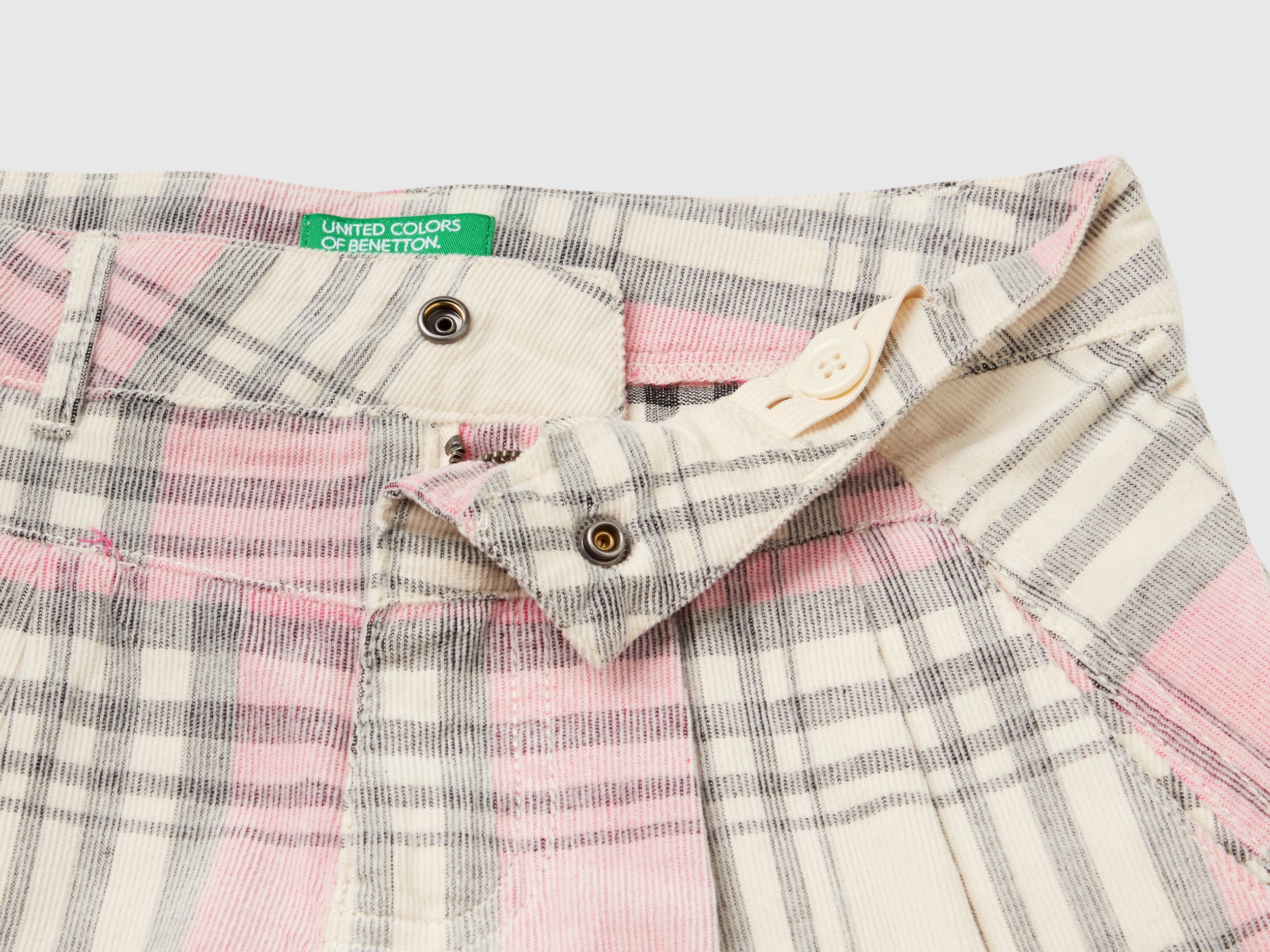 United Colors of Benetton Trousers Bermuda velluto tartan cotone