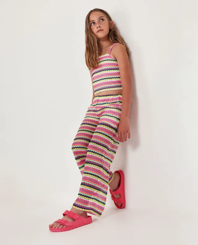 TucTuc Pantaloni Maglia Zig Zag Rosa Bambina