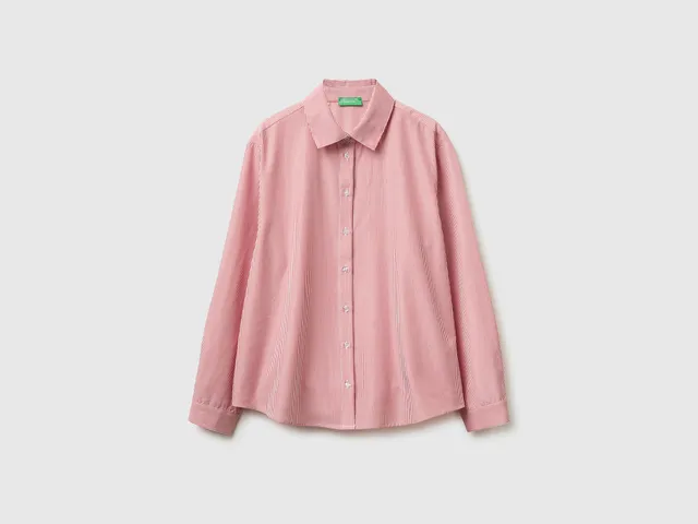 United Colors of Benetton Camicia Rigata Viscosa Ricamo Retro XS-XL