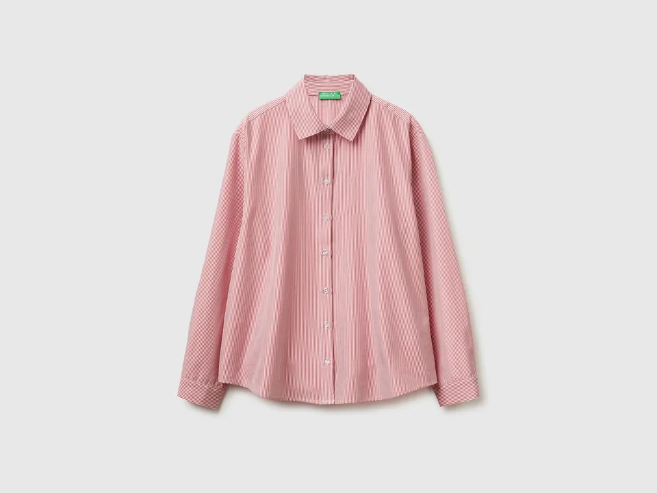 United Colors of Benetton Camicia Rigata Viscosa Ricamo Retro XS-XL