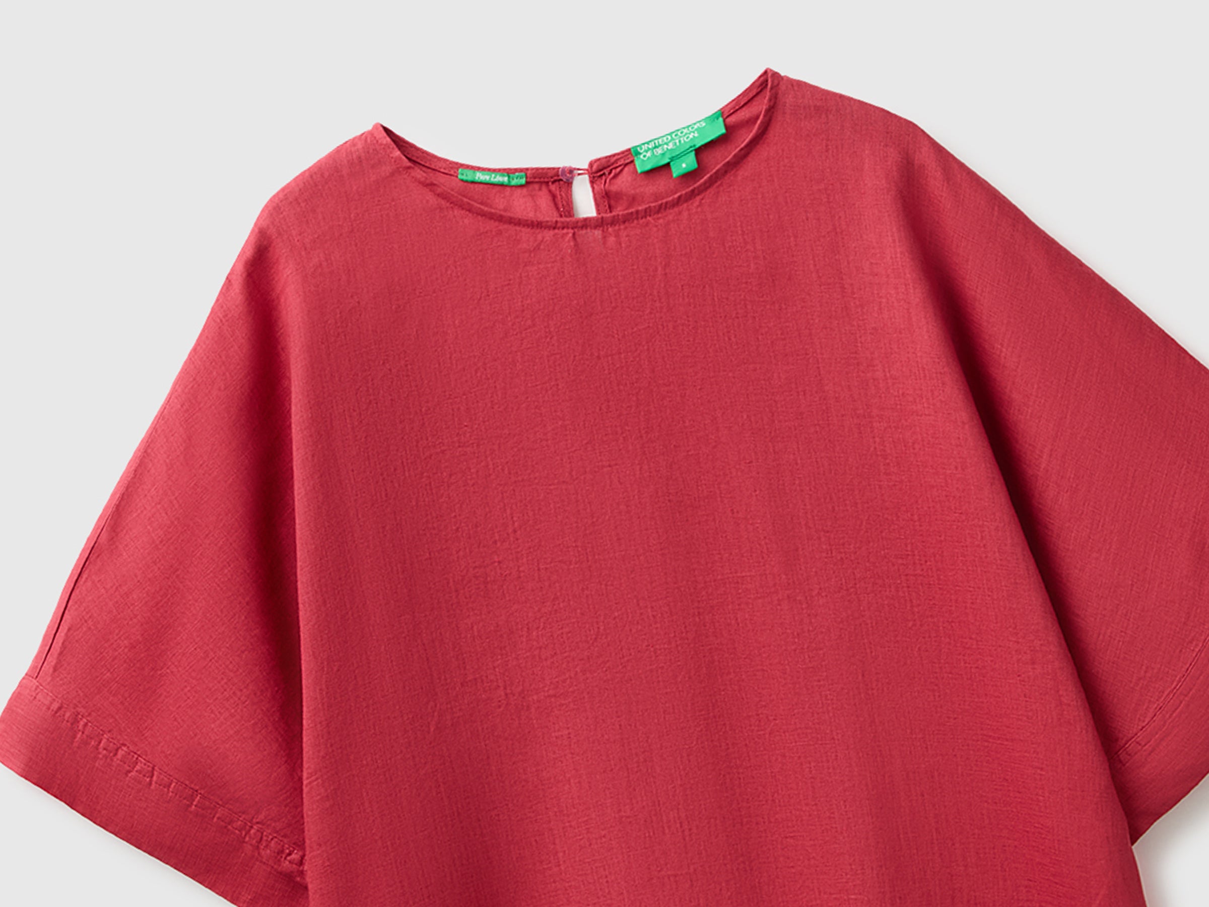 United Colors of Benetton Blusa Lino Puro Girocollo Kimono S